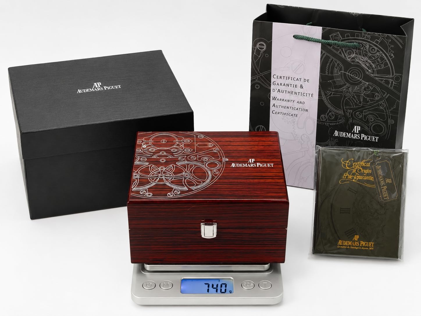 Custodia Orologio da Polso Singolo Marrone Scatola Orologi in Legno Fodera Crema Cuscino Espositivo Chiusura Metallica Set per Audemars Piguet Royal Oak