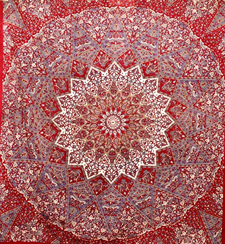 Jaipuri Art And Creations Indian Star Hippie Mandala Psychedelic Wall Hanging Tapestry Queen Throw Ethnic