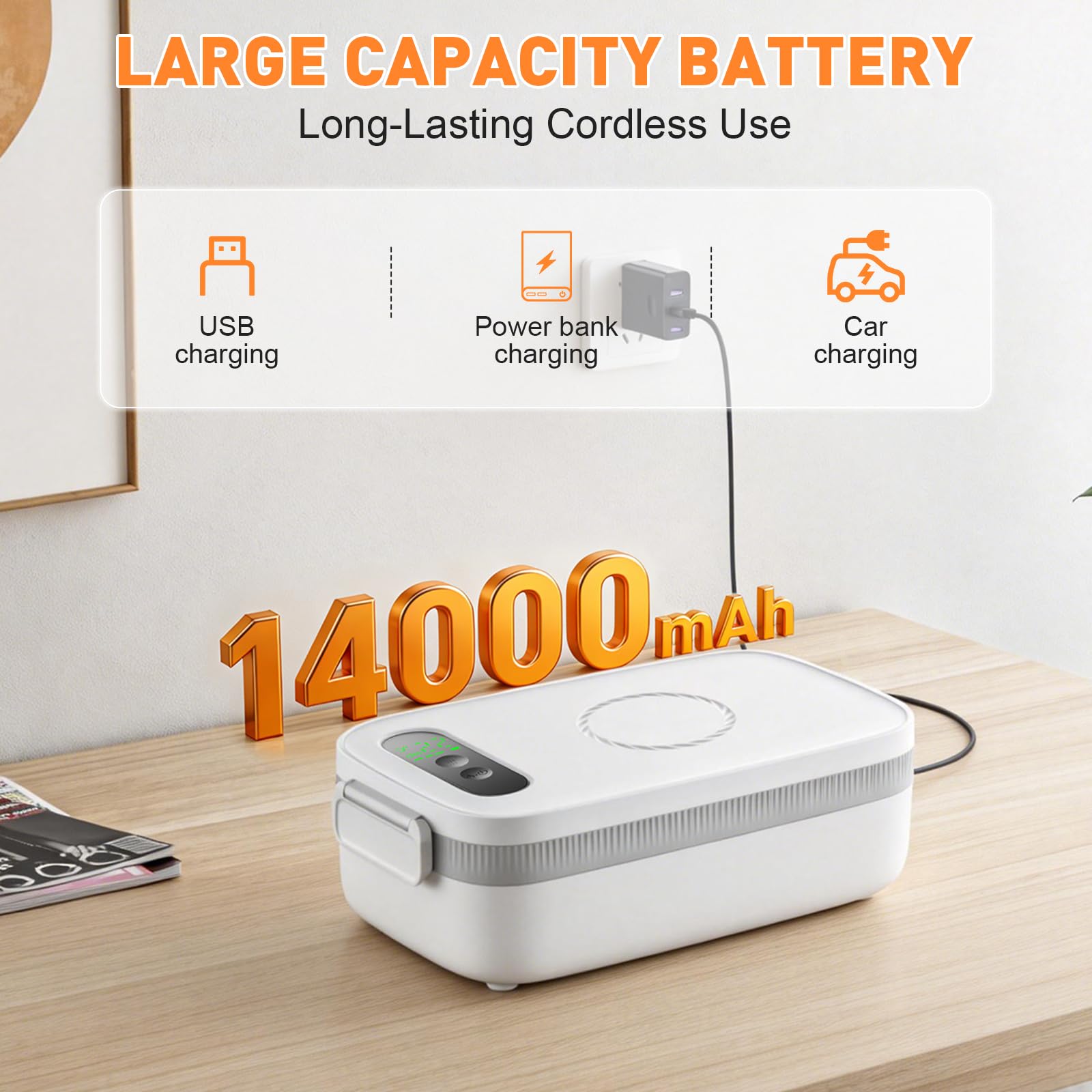 LIROPAU Contenitore per il pranzo elettrico, portatile, 1 l, con timer e funzione di riscaldamento regolabile, per lavoro, famiglia, campeggio, ufficio, auto, viaggi, cantieri