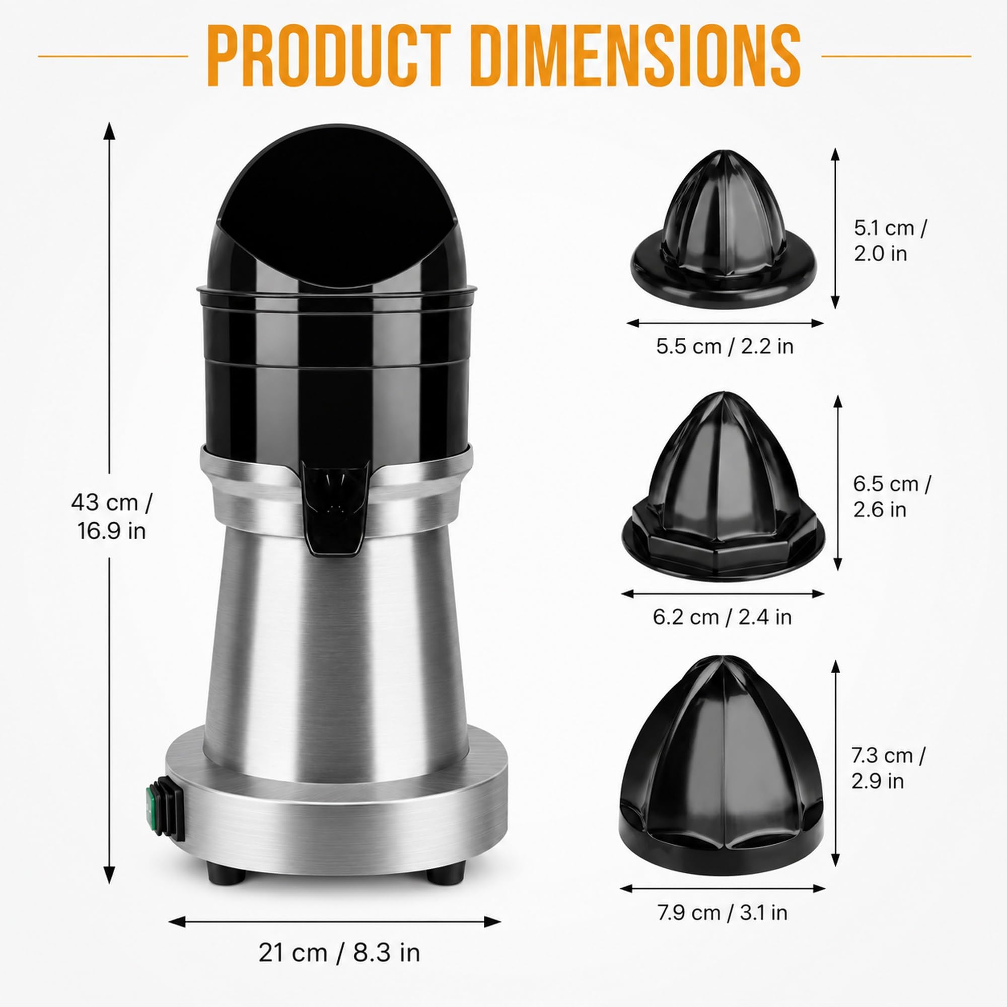 YUANHAO Exprimidor eléctrico de barra de cítricos - 120 V, 1400 RPM (vajilla), CJ-189