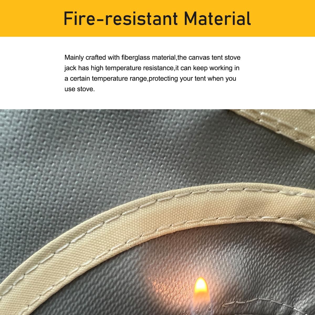 Fire Retardant 4.5" Canvas Tent Stove Jack Kit with Rain Cover, Stove Jack Kit for Canvas Tent Camping