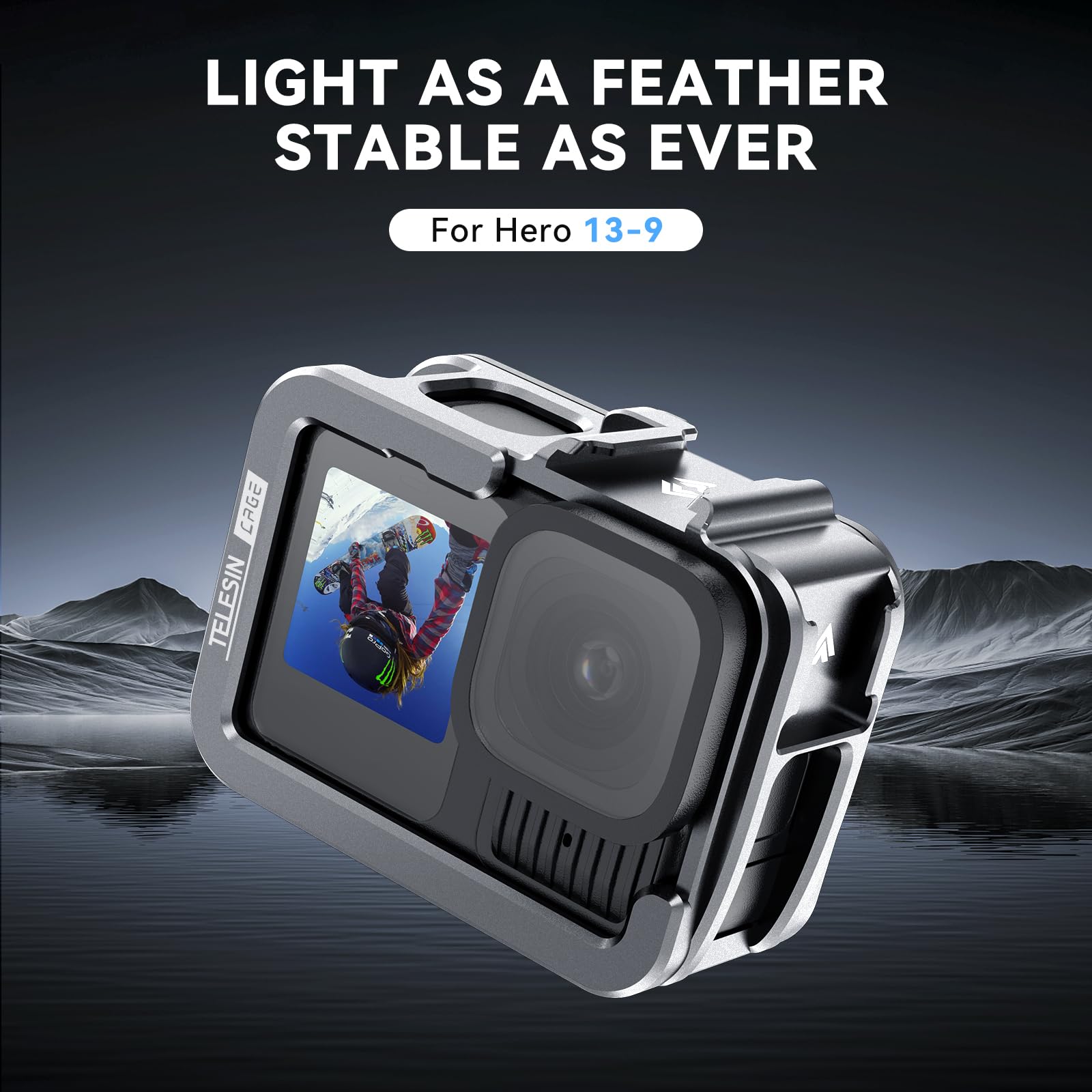 TELESIN Carcasa de aluminio de metal para cámara Go Pro 13, 12, 11, 10, 9, carcasa con filtro de objetivo ND/CPL, jaula protectora con 2 soportes para zapatos fríos para accesorios de cámara