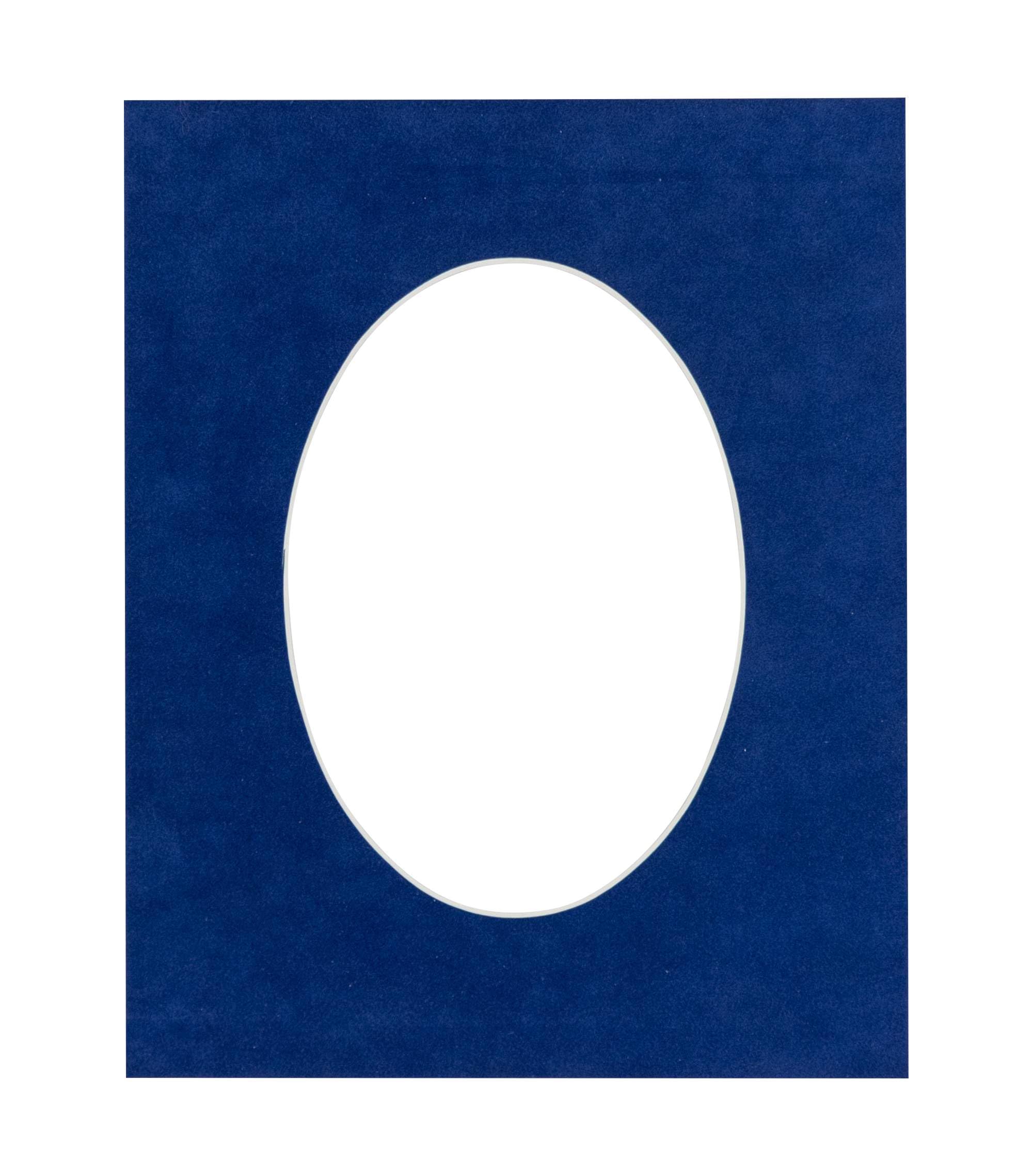 CountryArtHouse Brooke Blue Suede Acid Free 5x7 Oval Picture Frame Mat with White Core Bevel Cut for 4x6 Pictures - Fits 5x7 Frame - Pack of 1 Matboard Show Kit with Acid Free Backing & Clear Bag