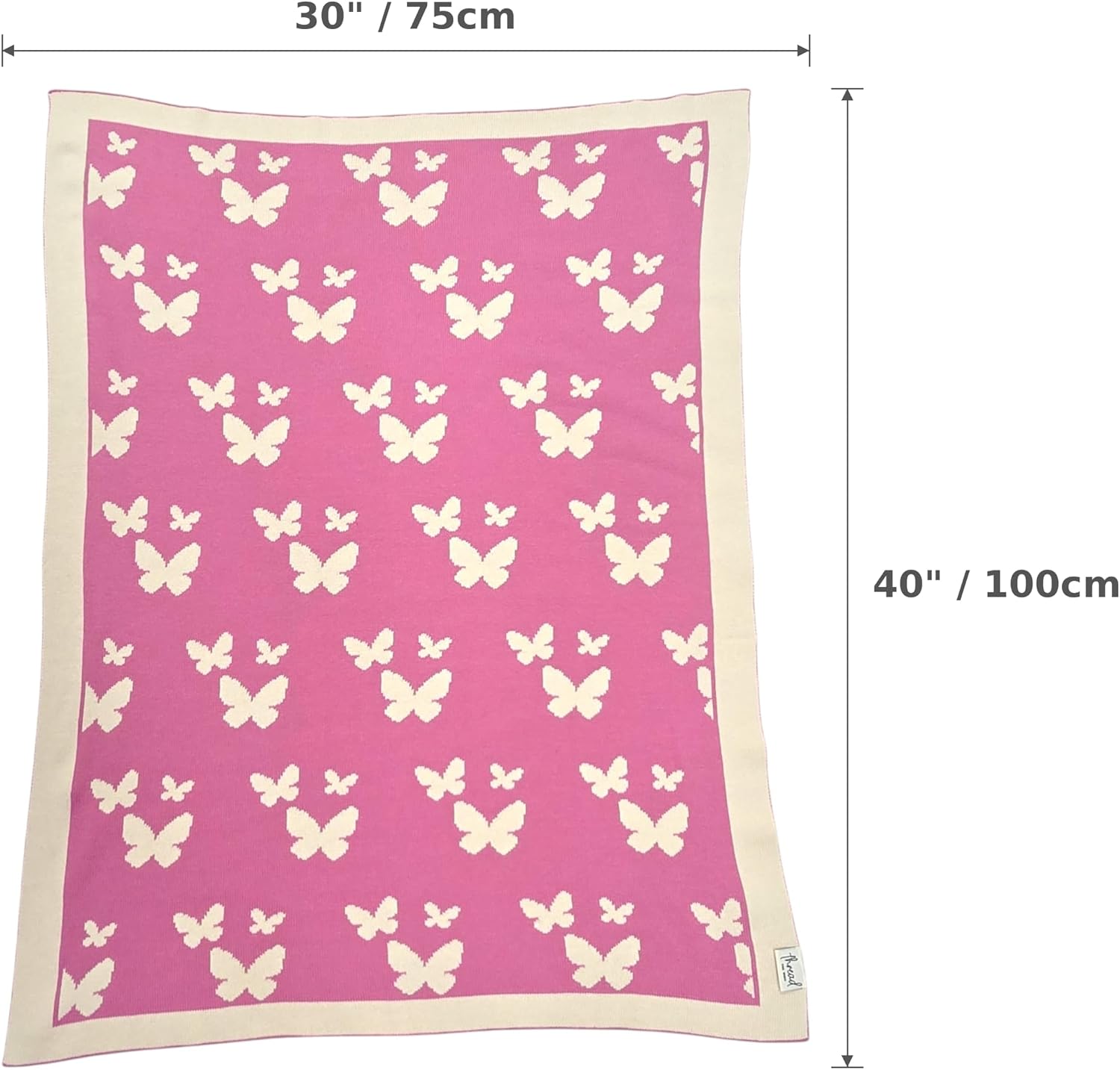 The Butterfly Blanket - 100% Organic Cotton Baby Blanket, American Made, 30x40in - Bassinet, Crib, Stroller - Gift Registry Baby Shower for Newborns and Kids