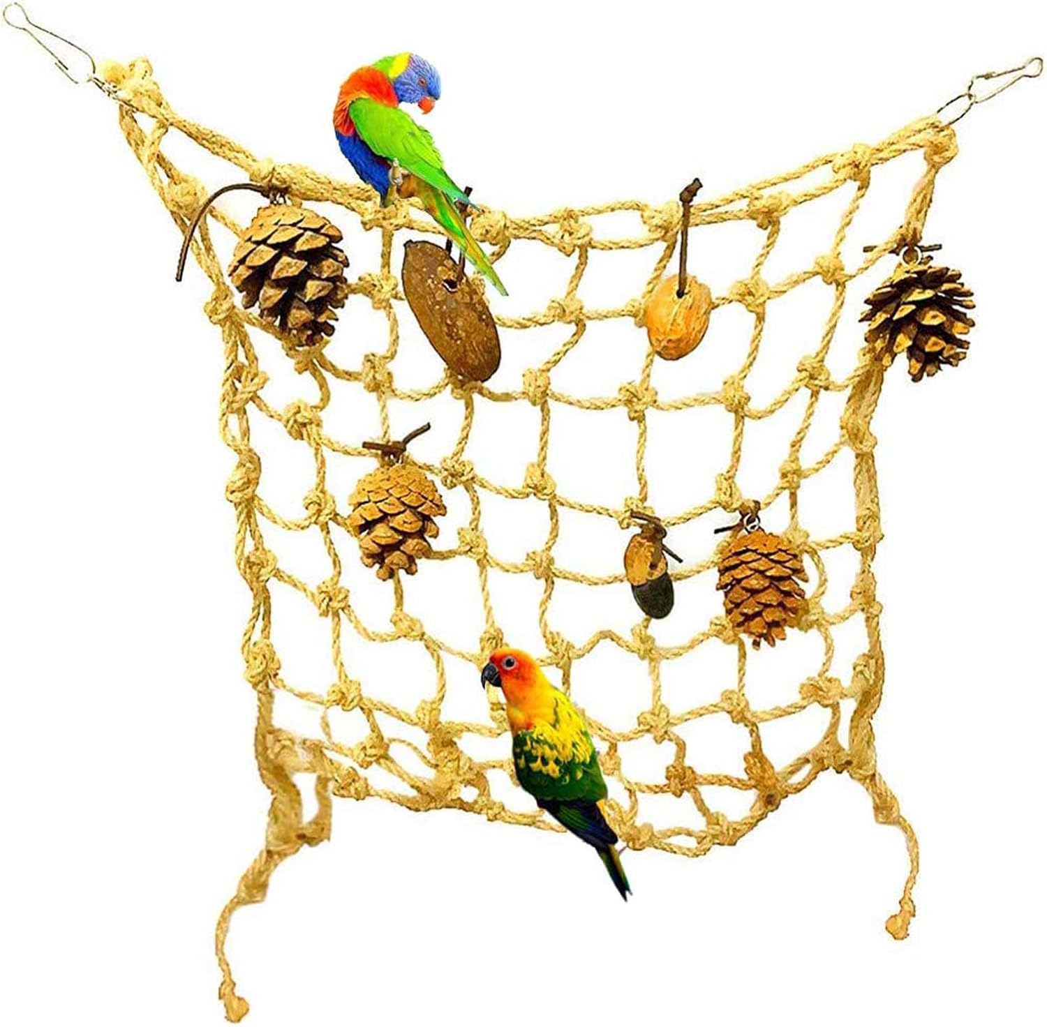 Image showcasing Pet Rope Ladder Pet Bird Climbing Rope Net - Cotton Hemp Rope Ladder ...