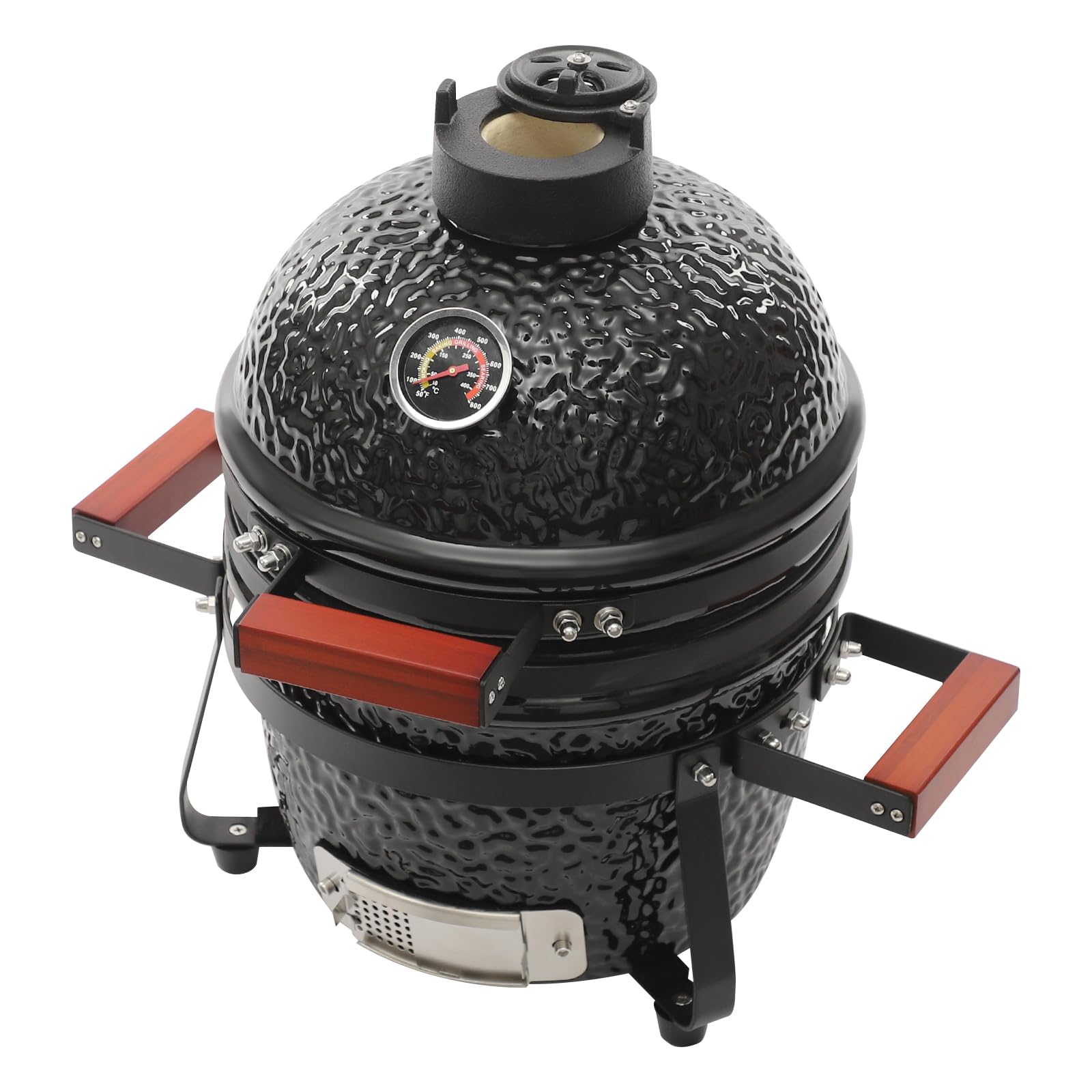 Barbecue a carbonella in ceramica da 13 pollici con termometro, Kamado Style Griller – Barbecue a carbonella in ceramica per affumicatura e barbecue, barbecue da esterno per terrazza, giardino