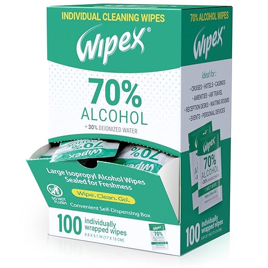 Wipex 70 Isopropyl Alcohol IPA Wipes 100 Large