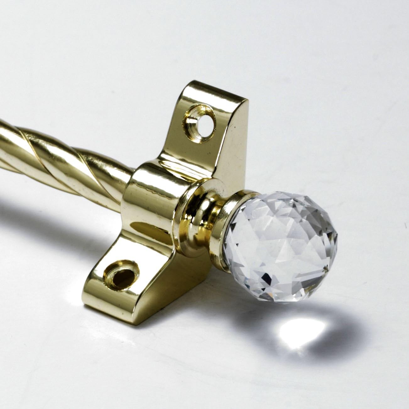 Candy Twist Quality Stair Rods 3/8" x 28.5" Brass Rope bar Crystal Finial