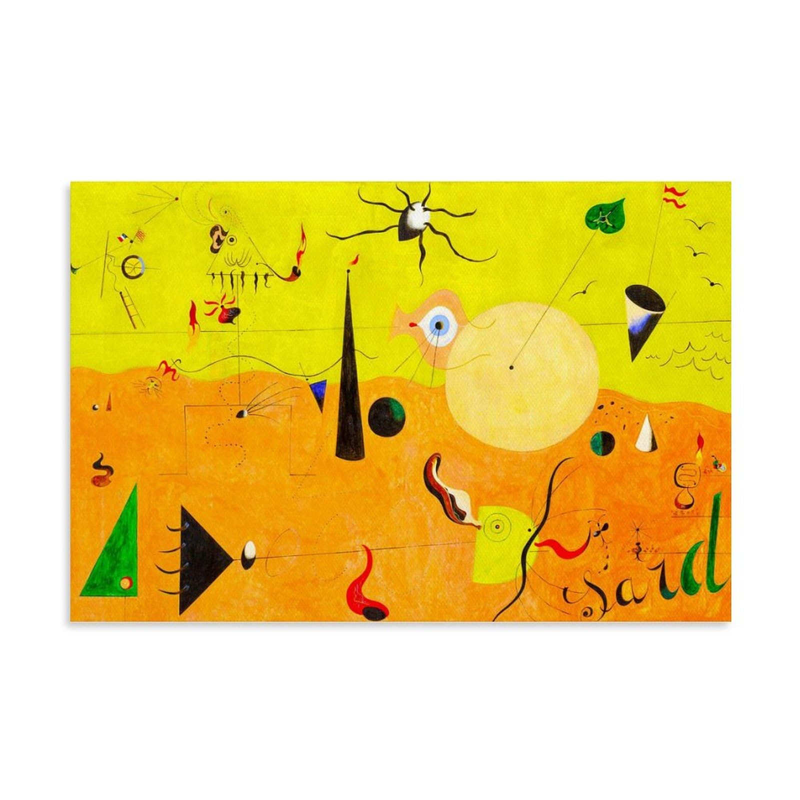Cambos Unframe-Style Joan Miro Famous Painters' Works（The Hunter）Printing Posters Gifts Canvas Painting Wall Art Decorative Picture Prints Modern Decor 24X36inch(60X90cm)