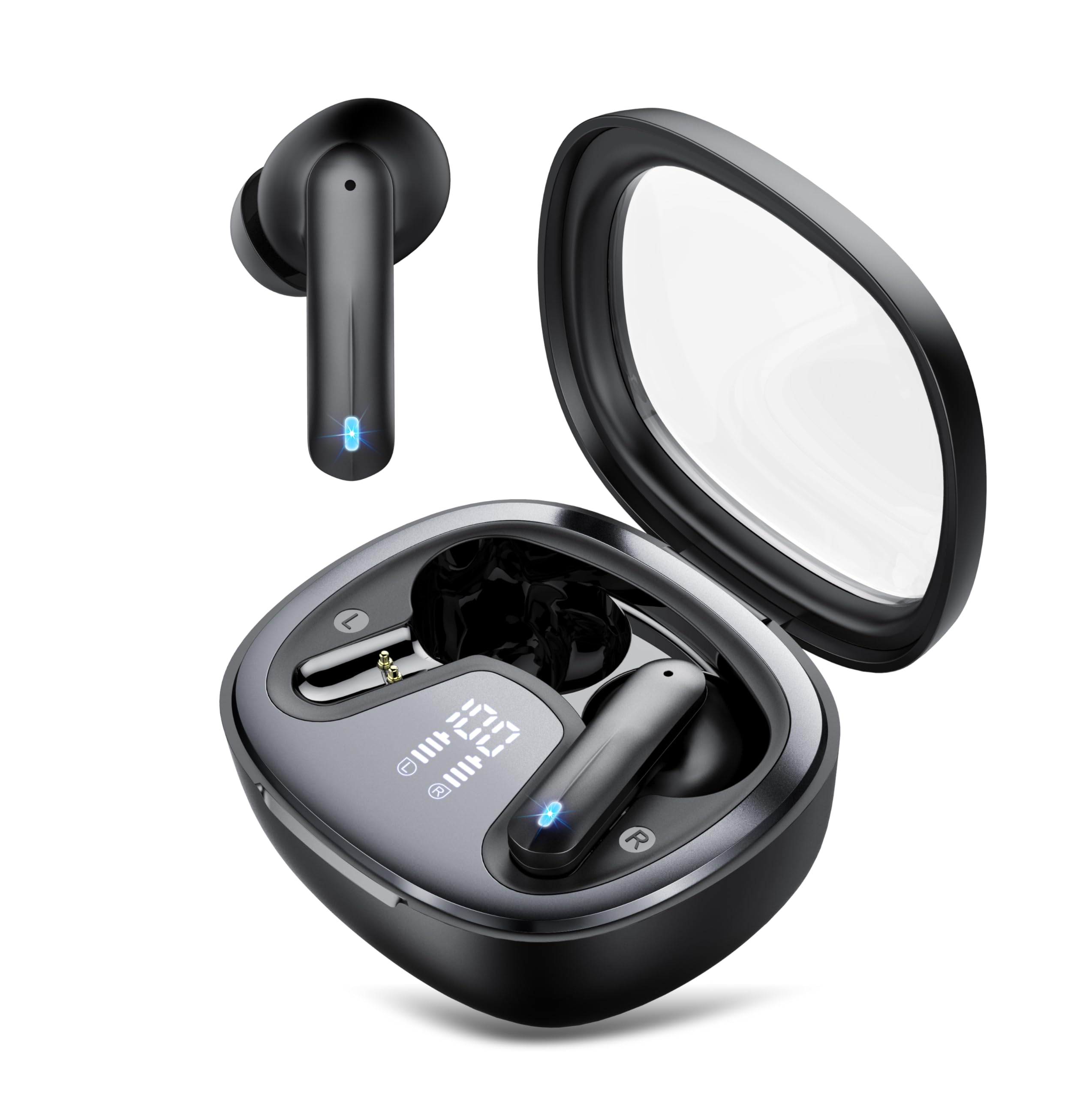 AI Kopfhörer Übersetzer, 3-in-1 Translator Earbuds, Bluetooth Sprachübersetzer 135 Sprachen mit App, 50Std, 5Übersetzungsmodi Echtzeit Übersetzer Ohrhörer für Lernen, Reisen, Business,Schwarz