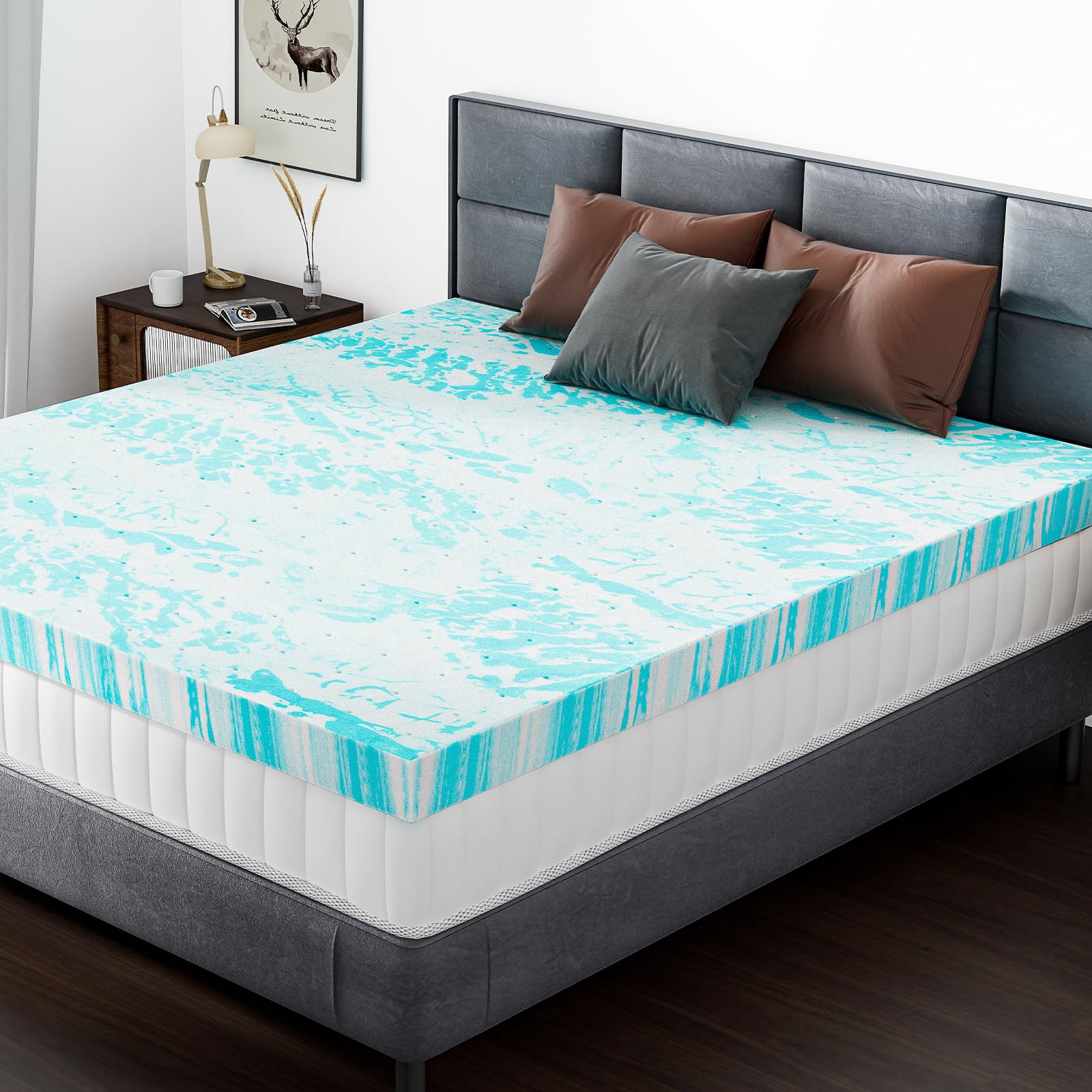DUMOS Mattress Toppers Memory Foam Twin XL 2 Inch Thick Bed Topper Pad Cooling Gel Infused Soft Comfy