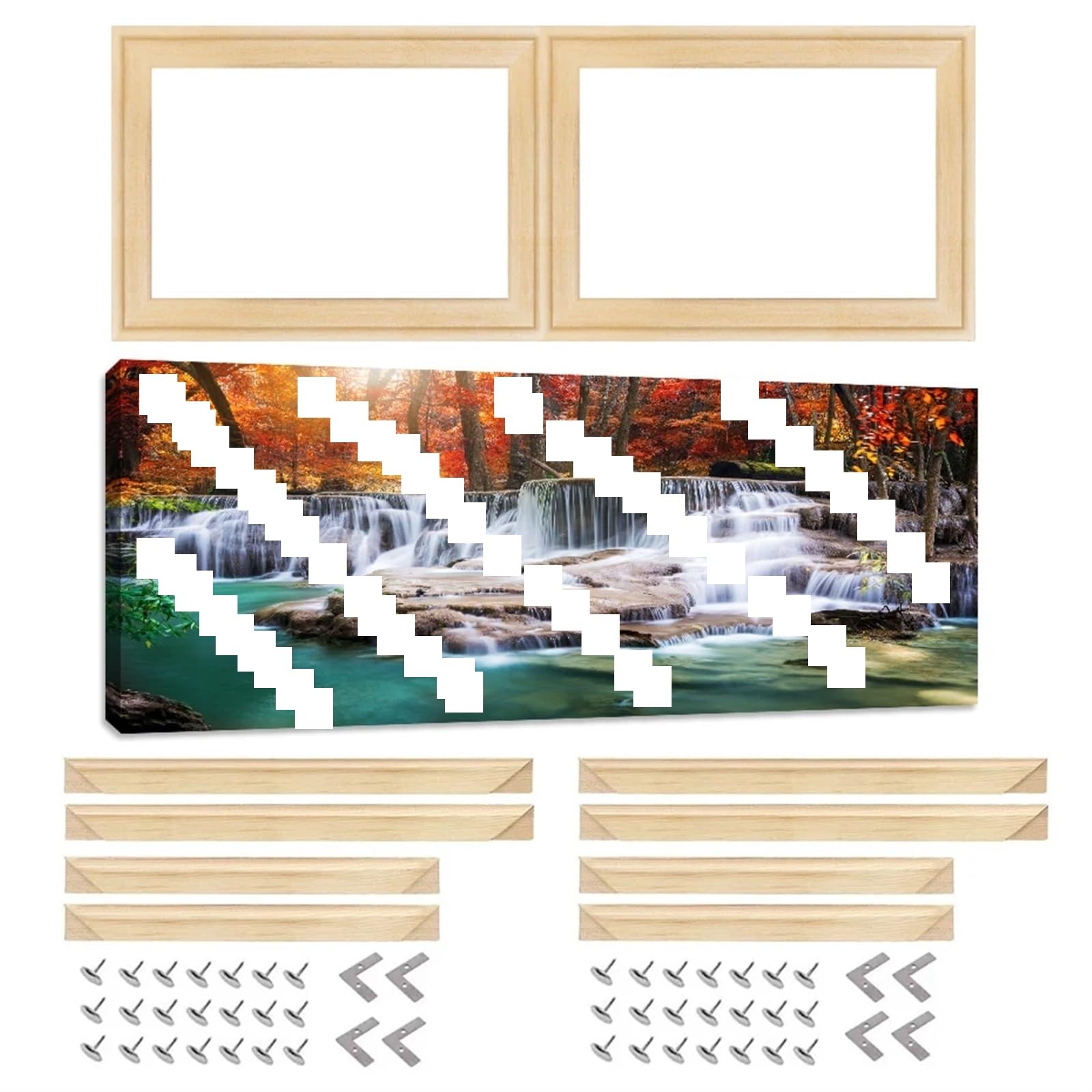 photo frame kits DIY Picture Wooden Wall Art Large Frame Canvas Stretcher Bars Kit for Oil Painting Poster Frames Living Room Home Decor for crafts party school projects(Width 45cm,Height 45cm)