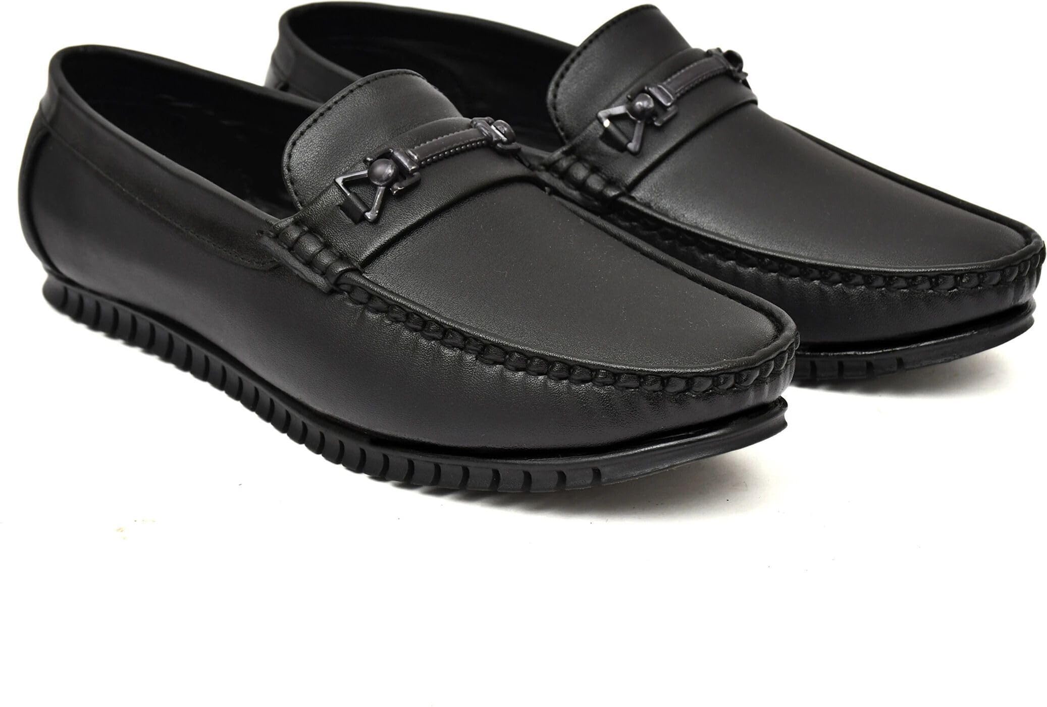 JACTOOZ Men's Synthetic Leather Slip-On Loafers with Metal Bit Detail Comfortable Formal Casual Office Driving Shoes Lightweight Durable Stylish Wear-image-40