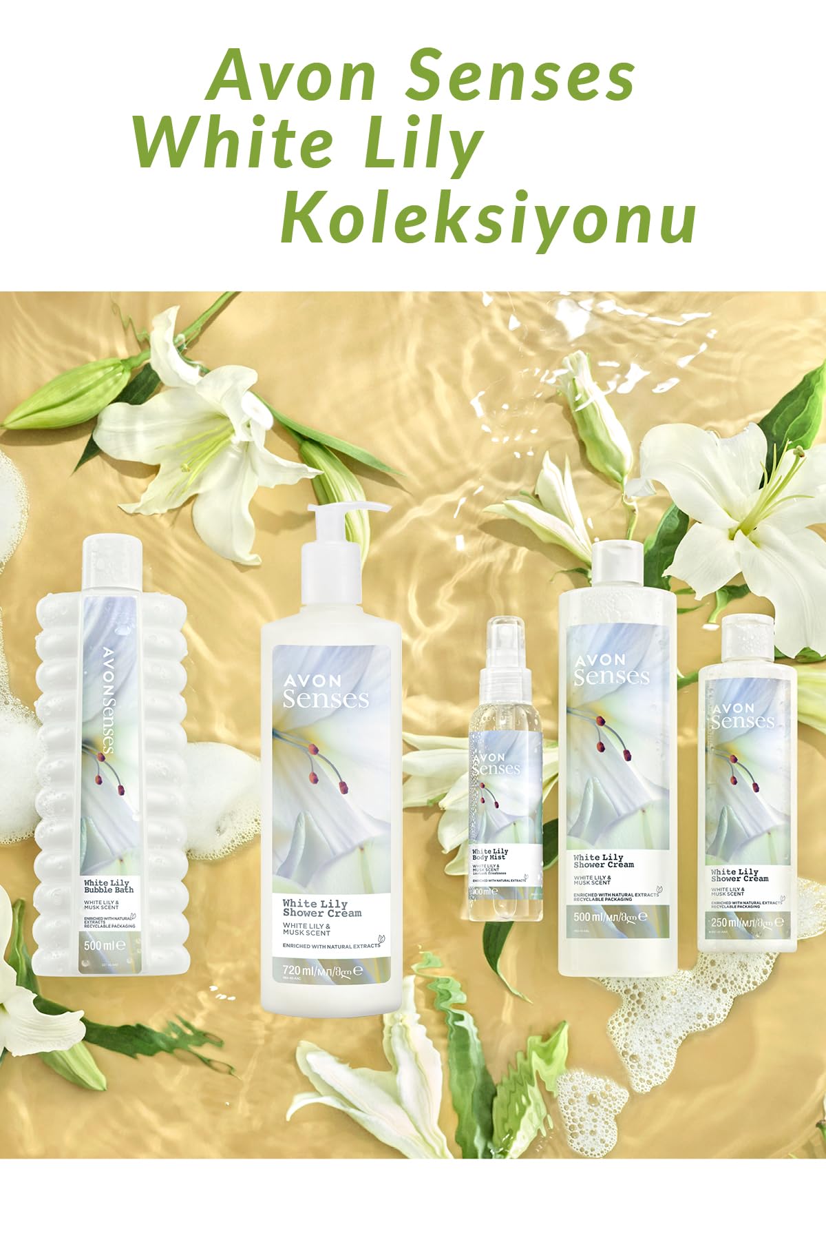 AVON Senses White Lily Beyaz Zambak Kokulu Duş Jeli 720 Ml.