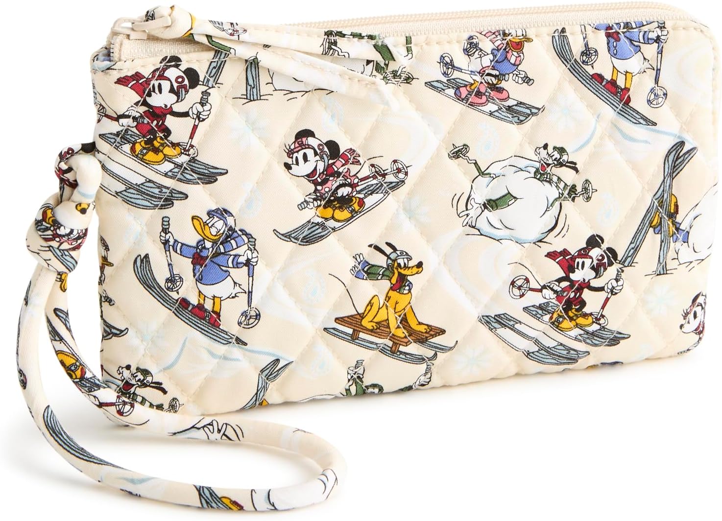 Vera Bradley Women's Disney Premium Cotton Zip Wristlet, Downhill Skiing Mickey and Friends, One Size