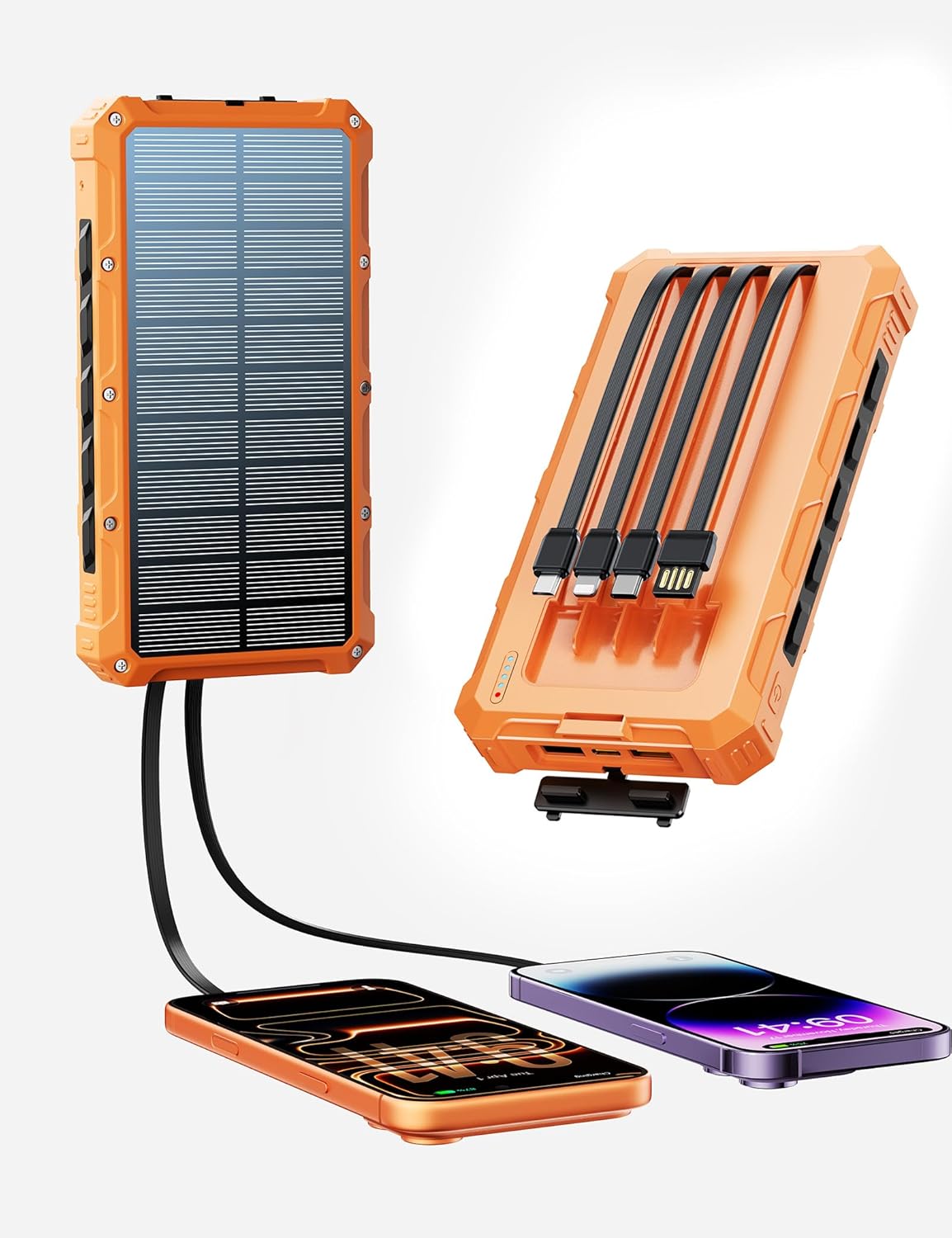 Photo voltaic-Charger-Energy-Financial institution – 20000mah Photo voltaic Powered Battery Charger Cell Cellphone,20W Quick Charging Inbuilt Cables,Tenting Necessities Moveable Exterior Battery Pack Appropriate with A number of Gadgets