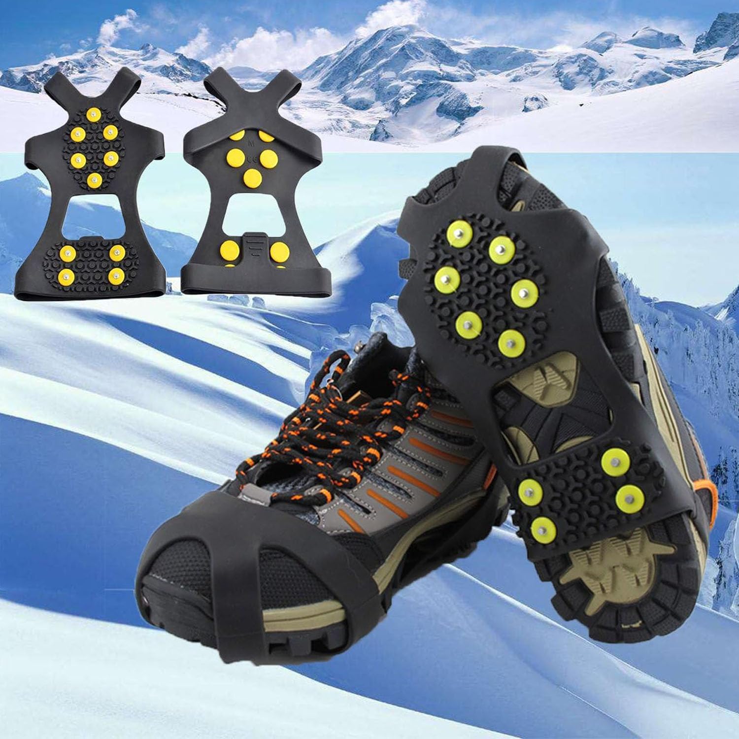 Crampons Antidérapant à Neige pour Chaussures Randonnée Hommes Femmes