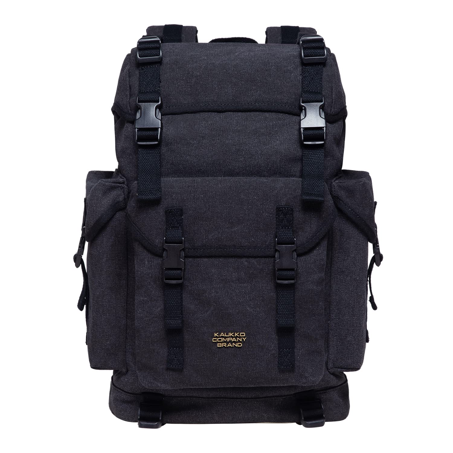 KAUKKO Unisex Canvas Grande Zaino, Vintage Classic Zaino Escursionismo Zaino con 15 pollici scomparto del computer portatile per il lavoro, escursionismo, 23L,K1018Nero