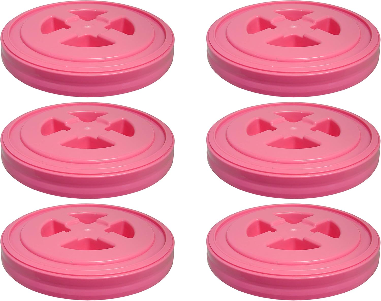 Twister Seal Lids (6 Pack) - Easy Access Bucket Lids (will fit MOST buckets 3.5-7 gal) (Pink)