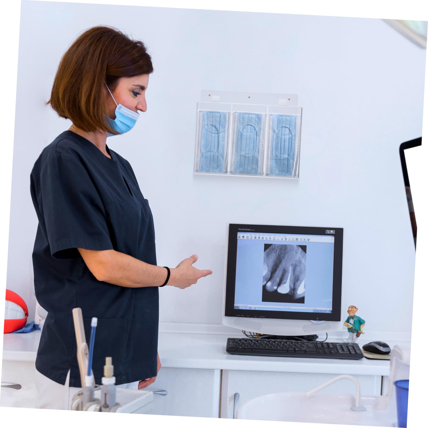 Gatuida Dispenser Guanti da Parete in Acrilico 3 Scomparti Resistente per Laboratorio Porta Maschere e Guanti Organizer Trasparente