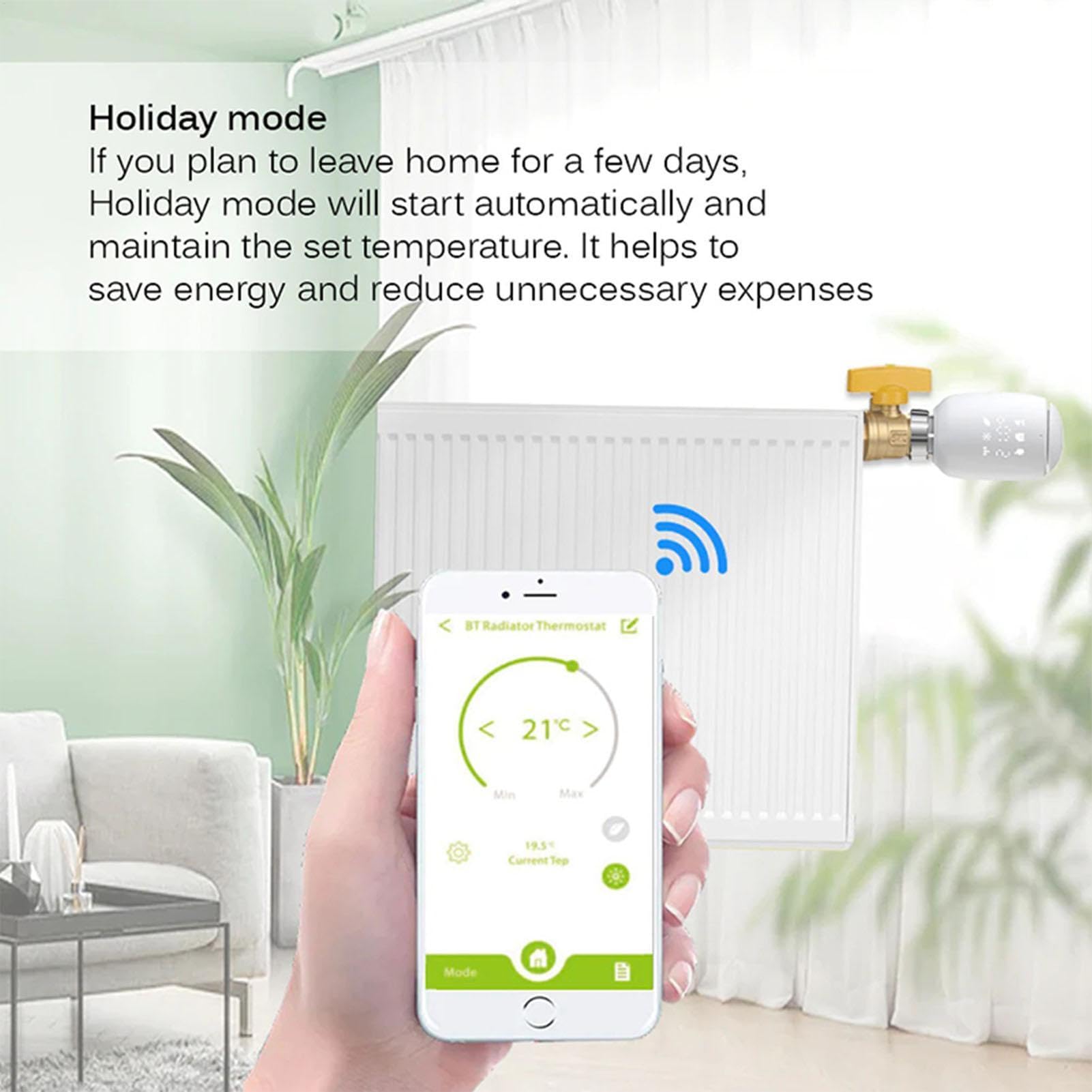 Digitales Thermostat für zu Hause, intelligentes WLAN-Thermostat mit | Sprachsteuerung, programmierbares Thermostat-Heizkörperventil mit App-Steuerung, einfache Installation