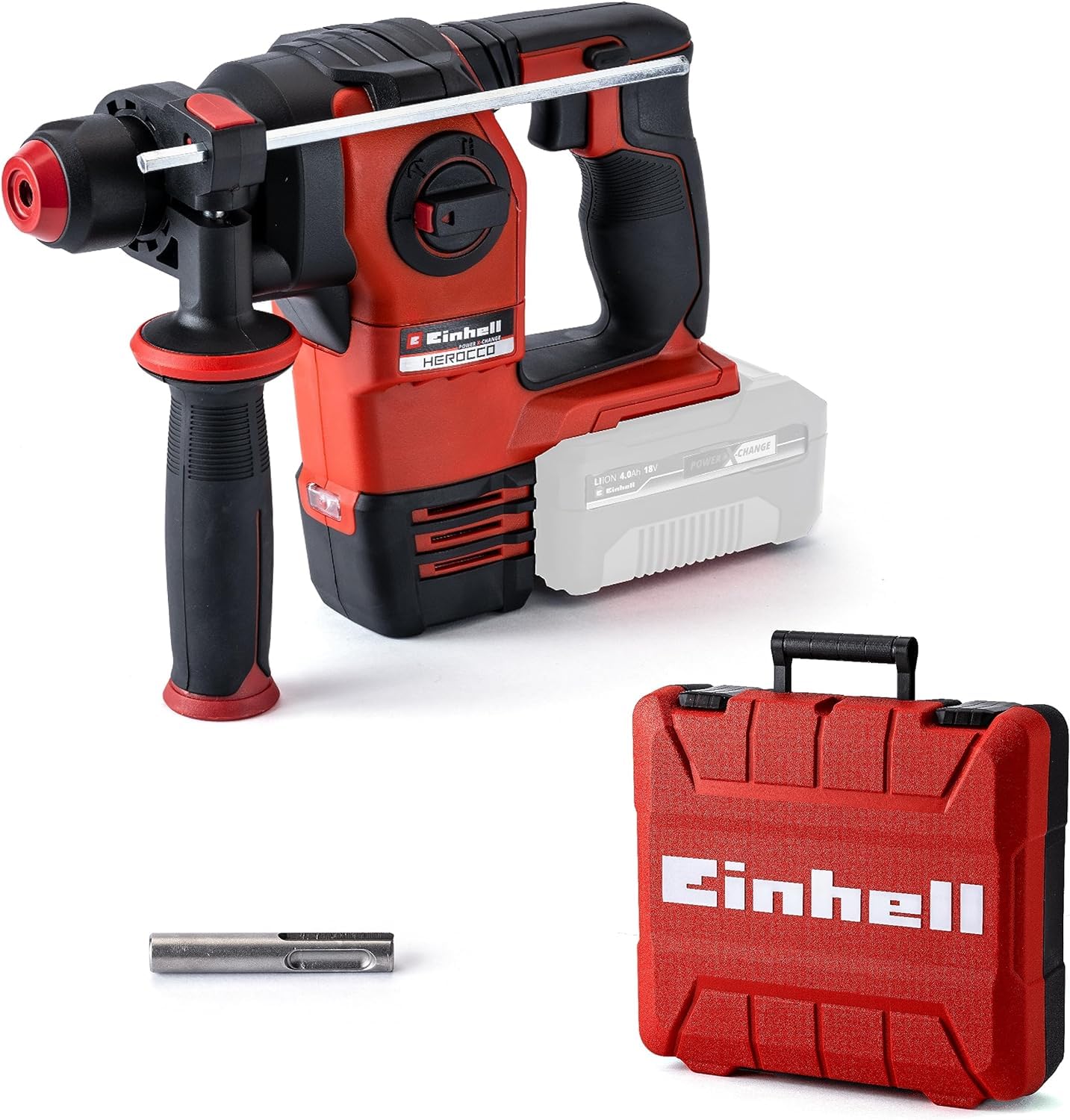 Einhell Herocco Młot Udarowy, Czerwony/Czarny, ‎27.5 x 10 x 20.8 cm; 2.12 kg & kwb 240290 SDS-Plus zestaw dłut