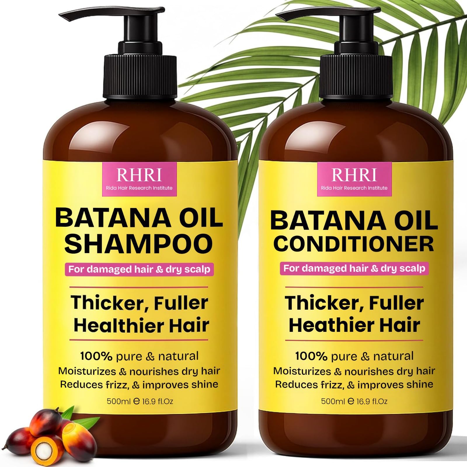 Batana Oil Shampoo and Conditioner Set | Raw Organic Batana Oil for Hair Growth | Clarifying & Thickening Treatment for Thinning Hair | Shampoo and Conditioner for Men & Women