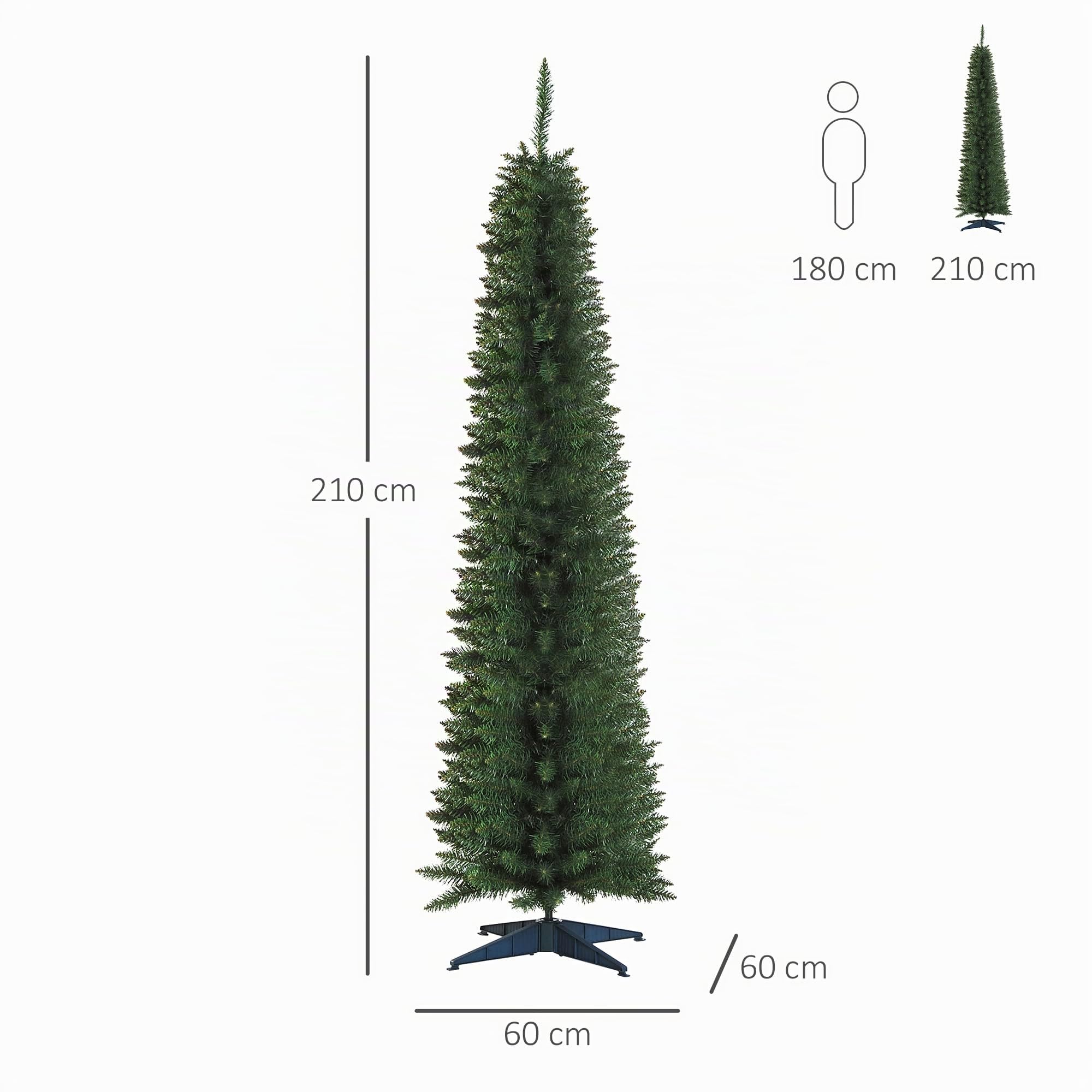 HOMCOM Künstlicher Weihnachtsbaum 210 cm mit 499 Spitzen für Drinnen Grün