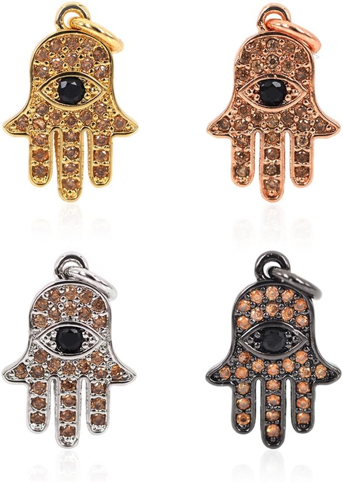 SouthBeat Hamsa Hand Evil Eye Hanging Charm for Mens DIY Bracelet/Necklace Jewelry Pendant Beads Supply 11x16mm 10Pcs MixColor