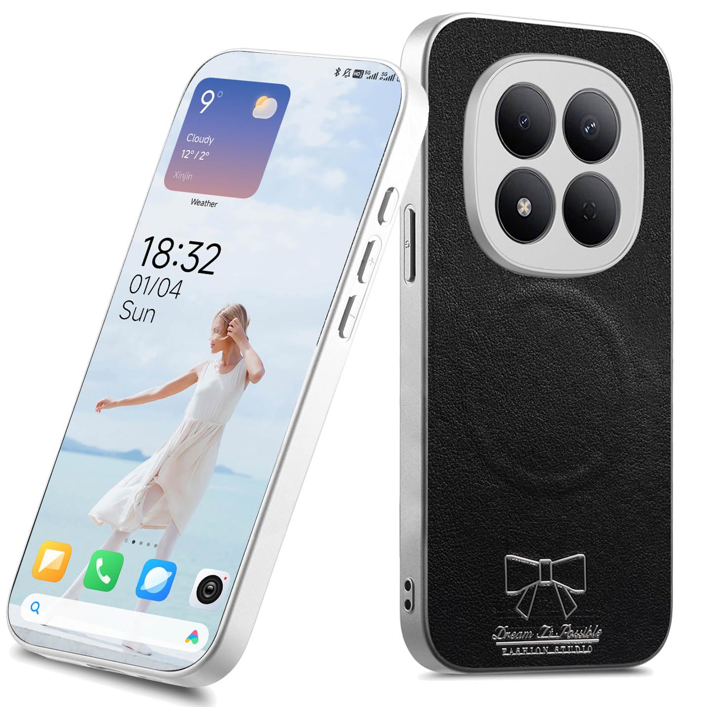 BORYA Magnetic Case for Xiaomi Redmi Note 15 Pro 5G, Shockproof Very Thin Anti-Scratch Anti-Fall Premium Silicone TPU + PU Leather Texture Cover, Soft Elegant Simple Case. Black