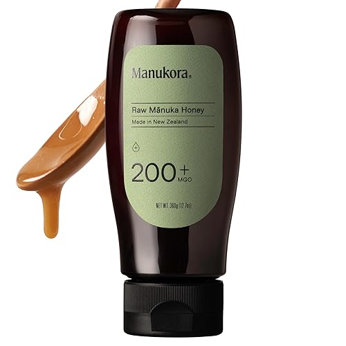 Manukora Miel de manuka cruda, MGO 200+, miel de Nueva Zelanda, sin OMG, rastreable de colmena a mano, soporte diario de bienestar - 12.7 oz (360