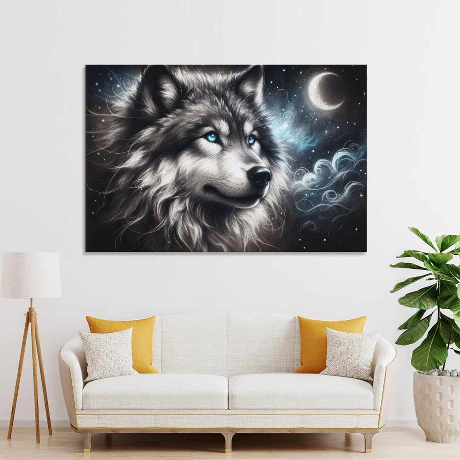 Junmoney Unframe-Style-12 Mystic Wolf Spirit Canvas Wall Decor, 24X36inch(60X90cm), For Wall Displays, Bedrooms Or Room Updates, Wall Decor Suited To Curated Displays