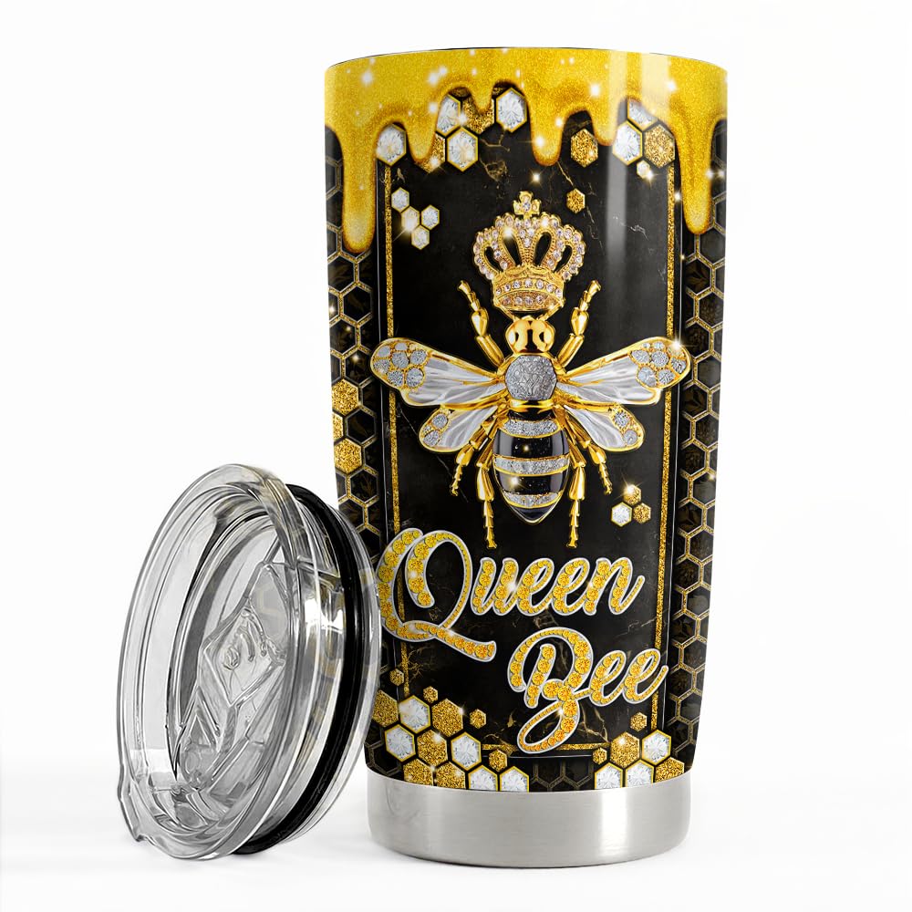 SANDJEST Bee Gifts for Women Girls Bee Tumbler 20oz Jewelry Drawings Stainless Steel Insulated Tumblers Coffee Travel Mug Cup Gift for Birthday Christmas