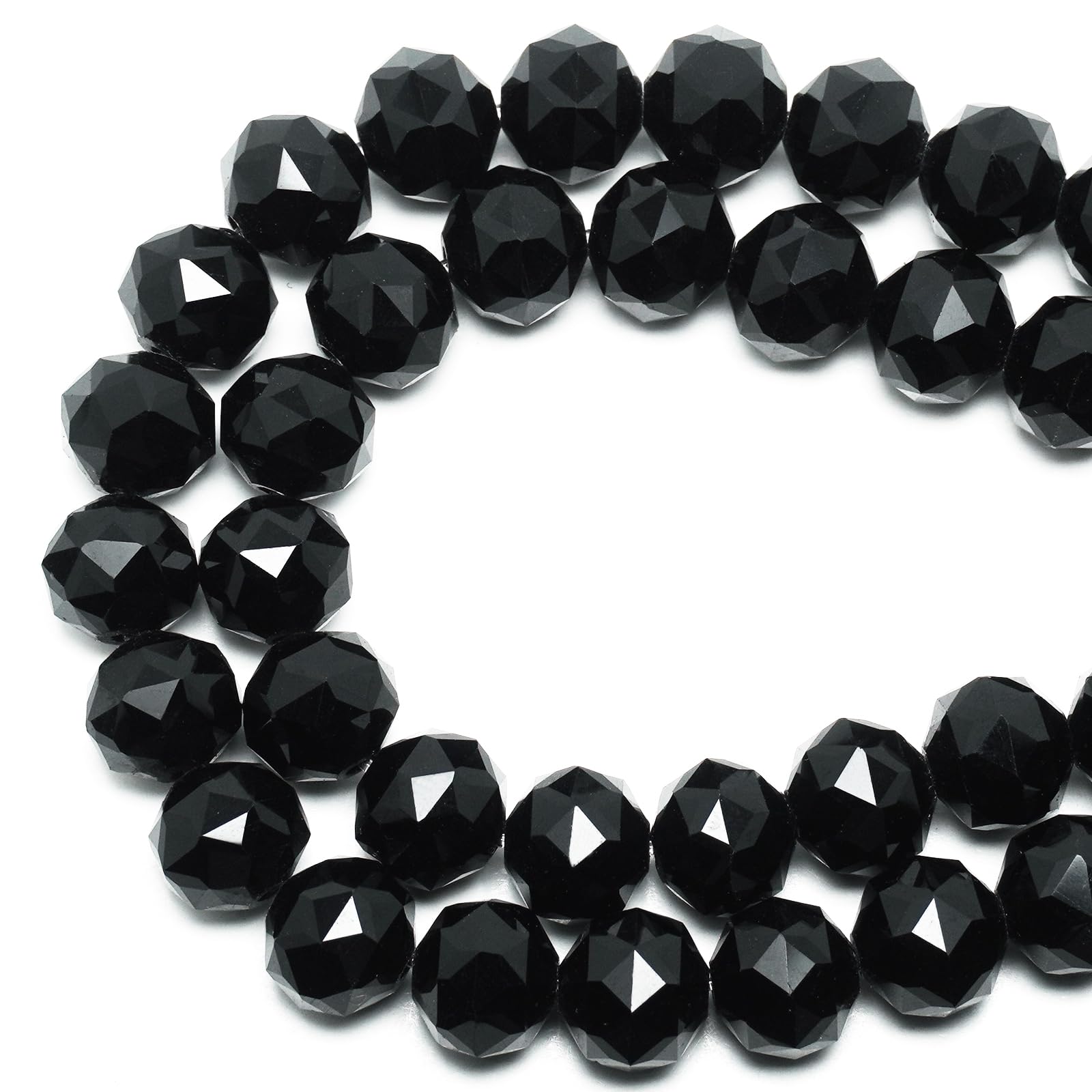 Perles de cristal noir 8mm à facettes, éléments de joaillerie haut de gamme