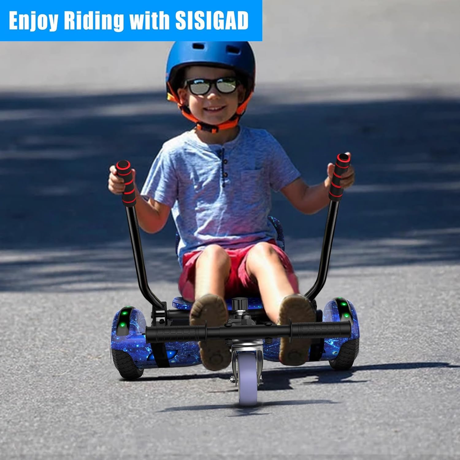 6,5 Zoll Hoverboard mit Sitz, Hoverboard mit Hoverkart für Kinder, Hoverboard mit Bluetooth-Musik und LED-Beleuchtung