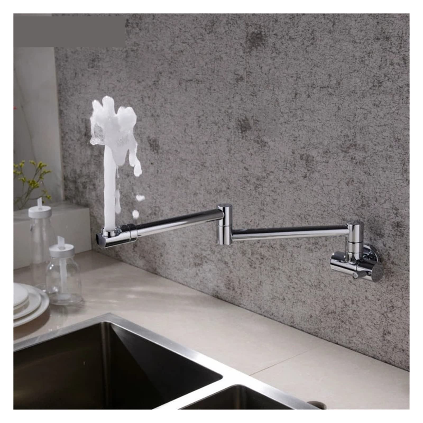 Wall Mounted Kitchen Faucets Brass Pot Filler Taps Swivel Folding Retractable Rotary Stretch Basin Faucet Sink Tap,Durability