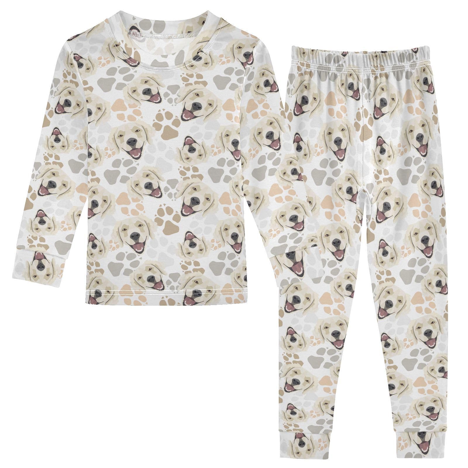 JHKKU Golden Retriever Dog Pajamas Set Cotton 2 Piece Soft Comfy Pjs Long Sleeve Lounge Sleepwear 3T