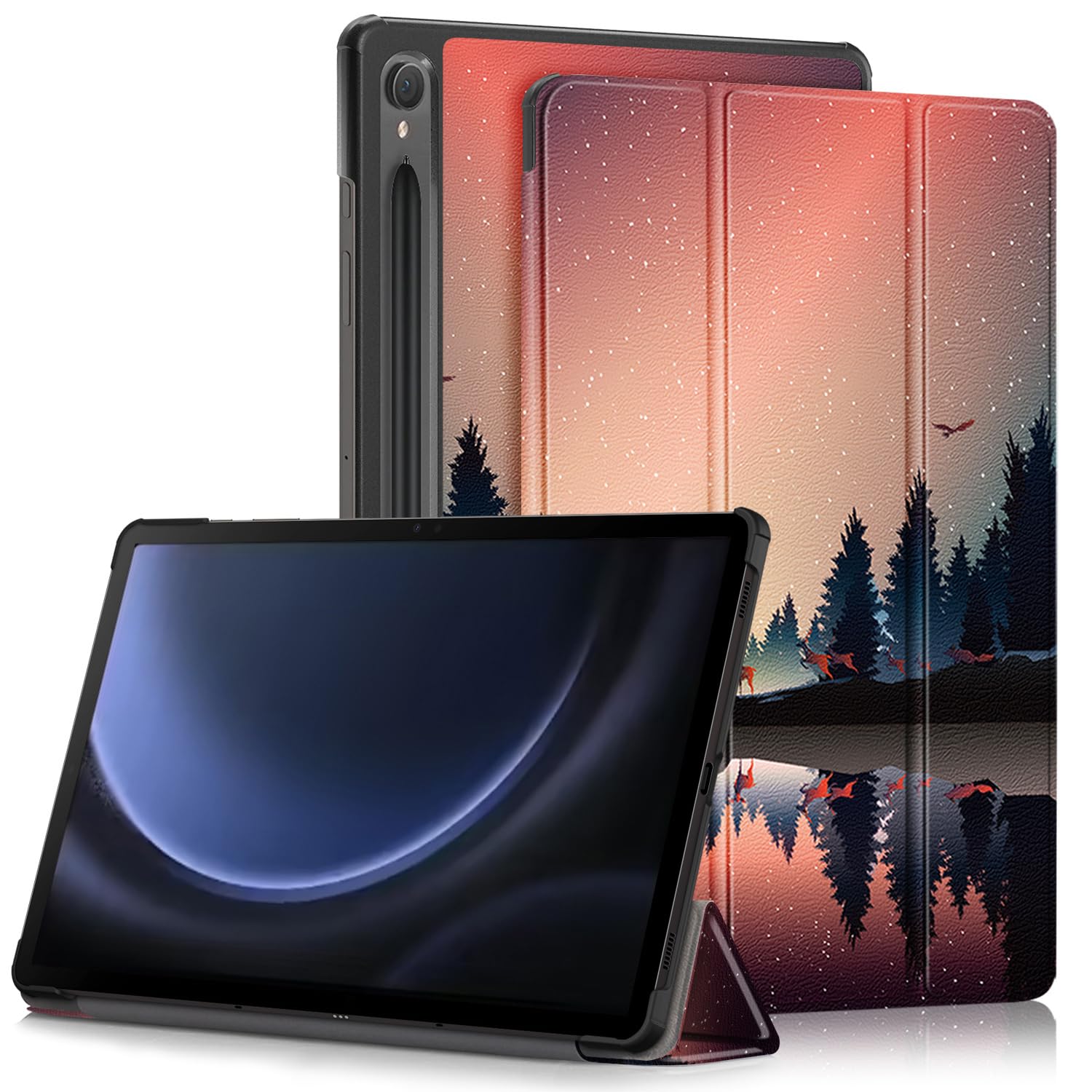 Yiernuo Hülle für Samsung Galaxy Tab S9 FE 10.9 Zoll/Tab S9 11 Zoll 2023 SM-X710/SM-X716B/SM-X718U/ SM-X510/ SM-X516B Tablet, Schlank Slim Schutzhülle mit Auto Schlaf/Wach,Dämmerung