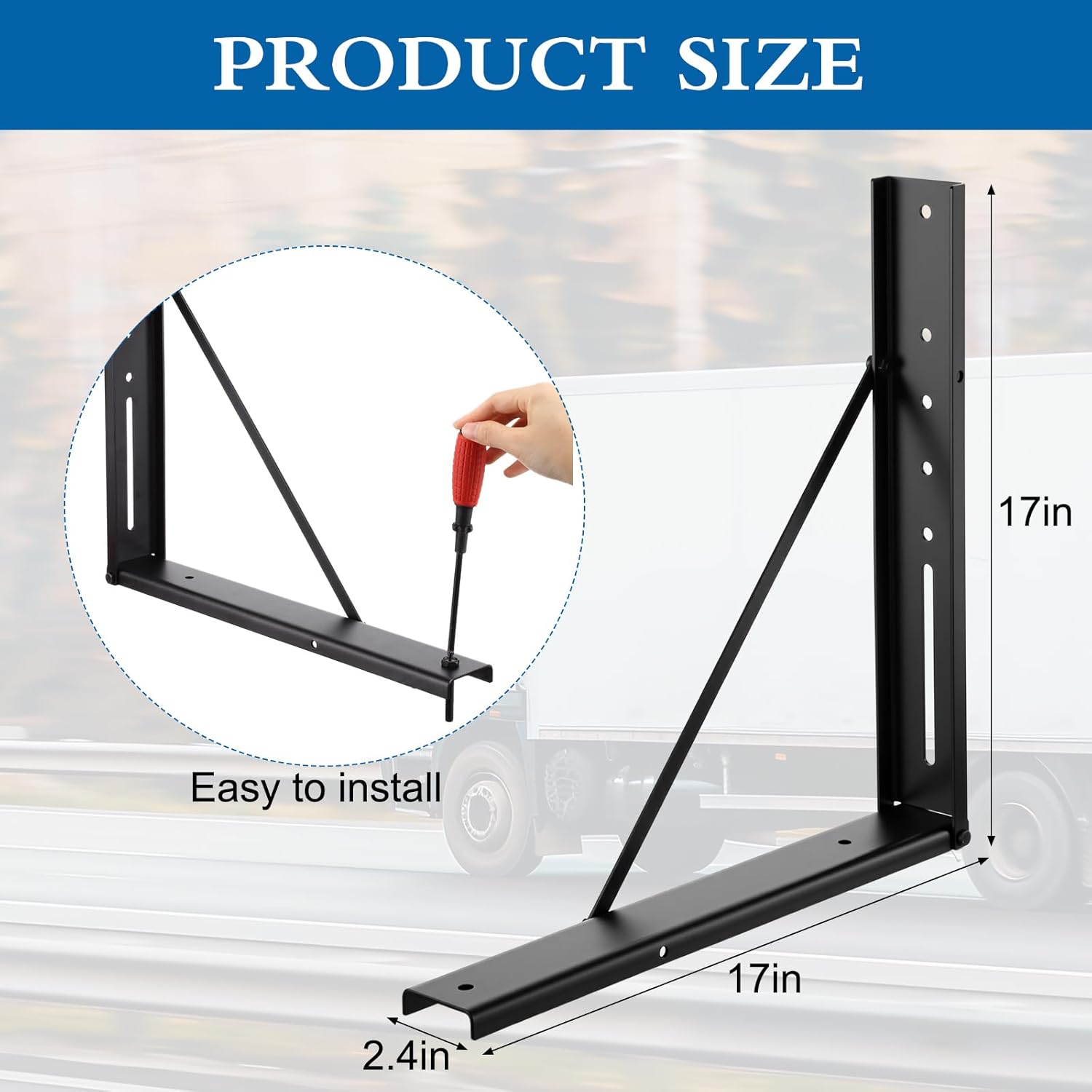 Set of 2 Steel Mounting Brackets 17 x 17 Inch Truck Tool Box Mounting Kit with with Screws Spacers and Sleeves Bolts for Underbody Truck Bed Trailer Tool Box, Black