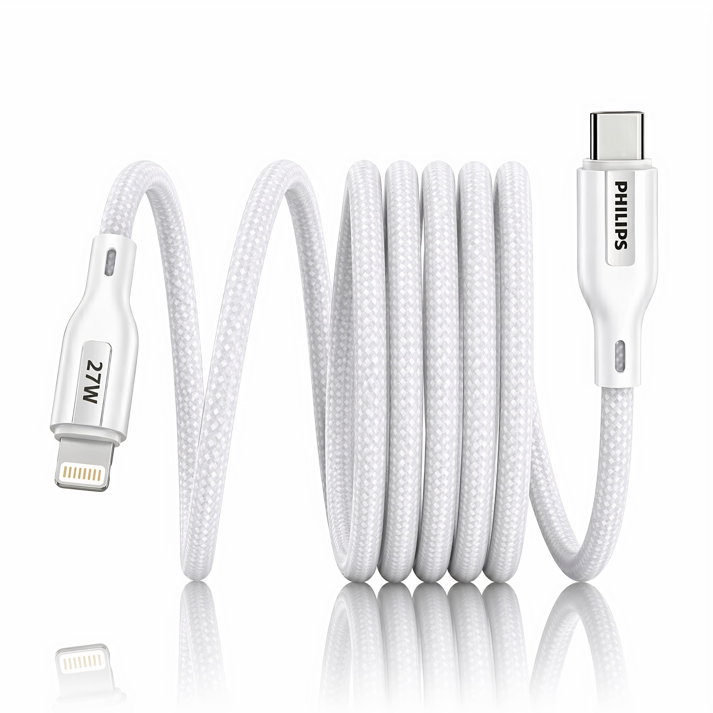 PHILIPS DLC4130LW/94 27W Type-C to Lightning Fast Charging Cable (1m, Bright White) | 480Mbps Data Sync | Nylon Braided | Compatible with iPhone & Other Lightning Devices-image-29