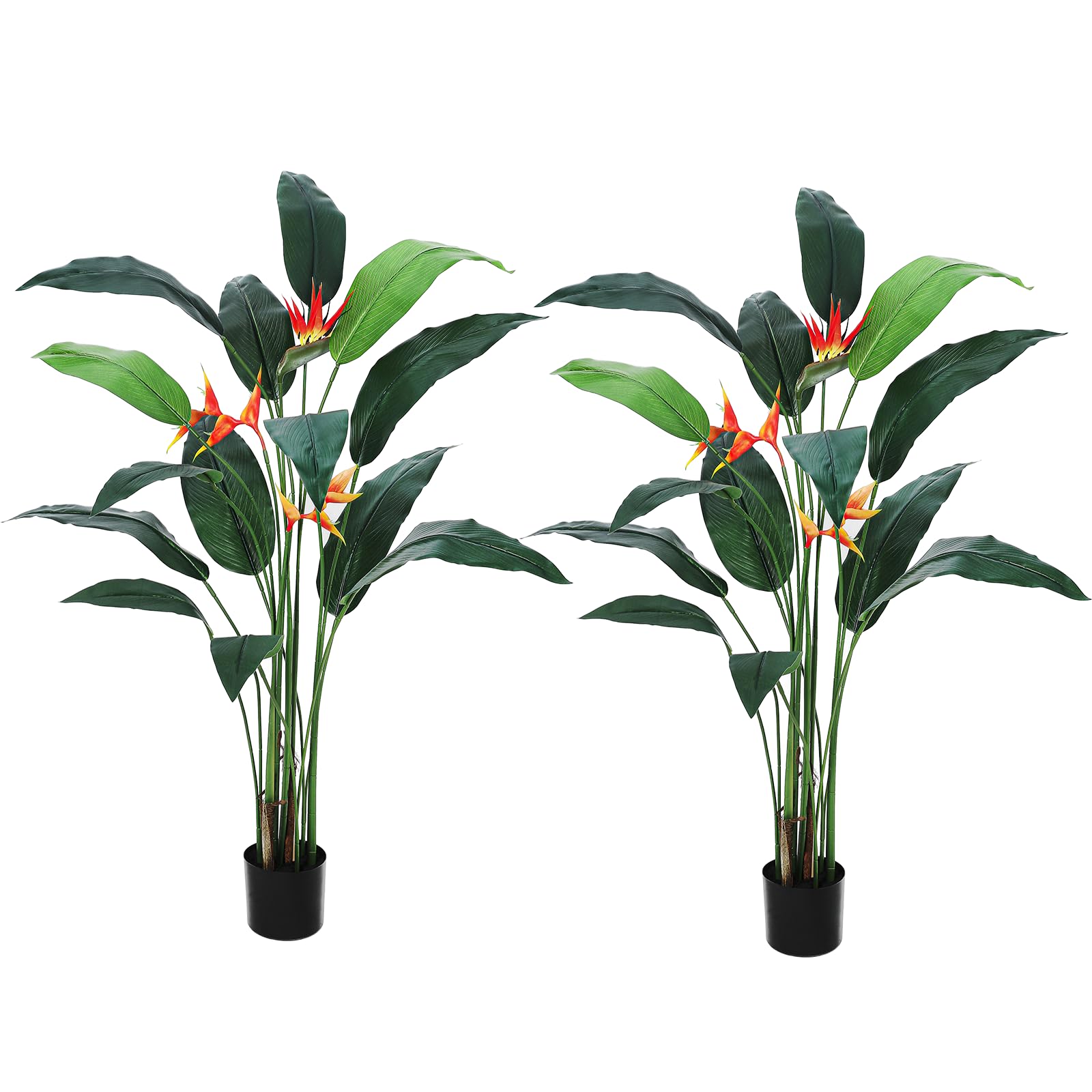 artificial bird of paradise tree 6 ft(72 in) fake palm tree for indoor outdoor modern decor faux plants for home office perfect housewarming gift with 14 trunks faux leaves and 3 flowers 2 pack