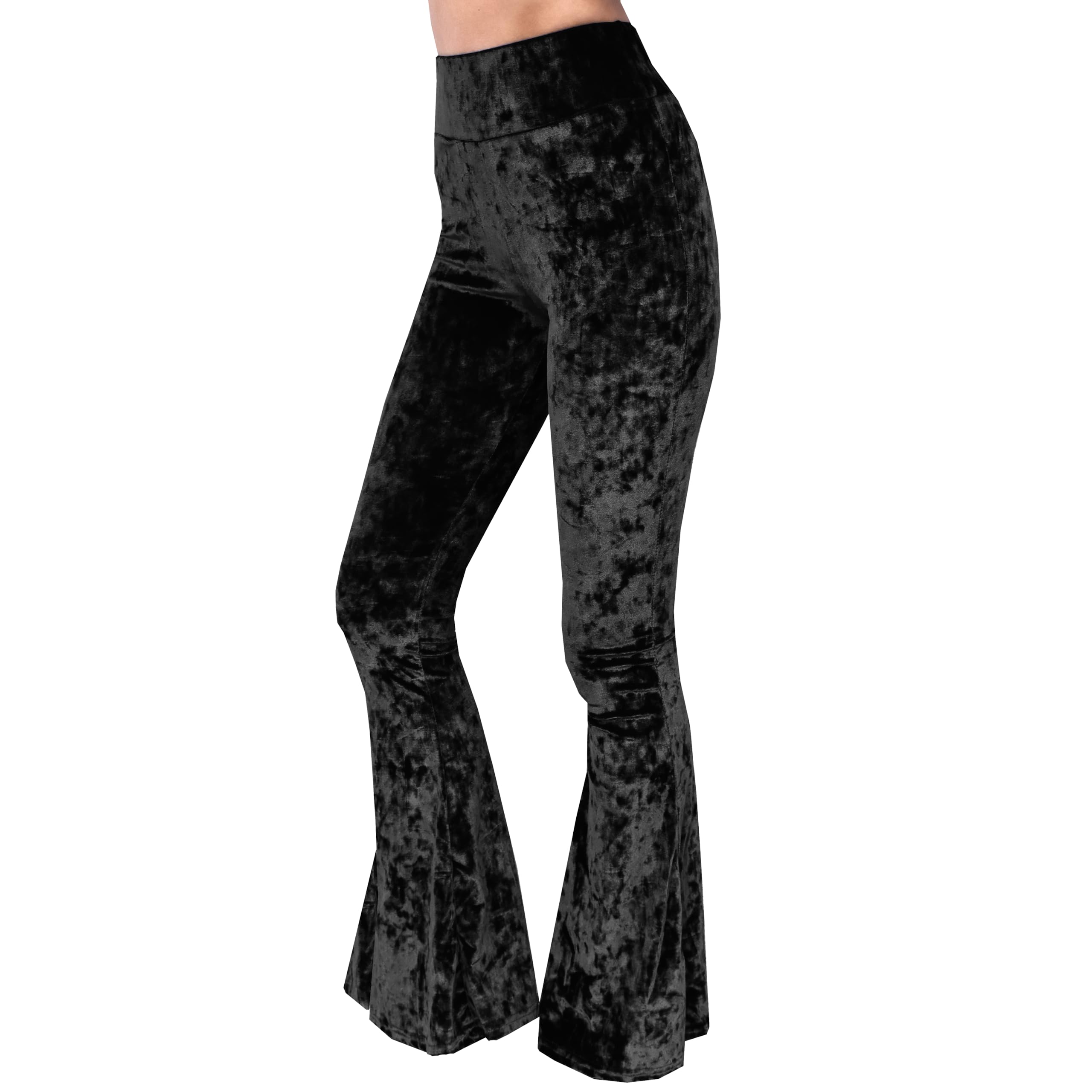 Daisy Del Sol De las Mujeres La Alta Cintura Suave Terciopelo Arrugado Gitana cómodo Yoga étnicos Tribales Flare Pants Bottom Estiramiento 70S de Bell