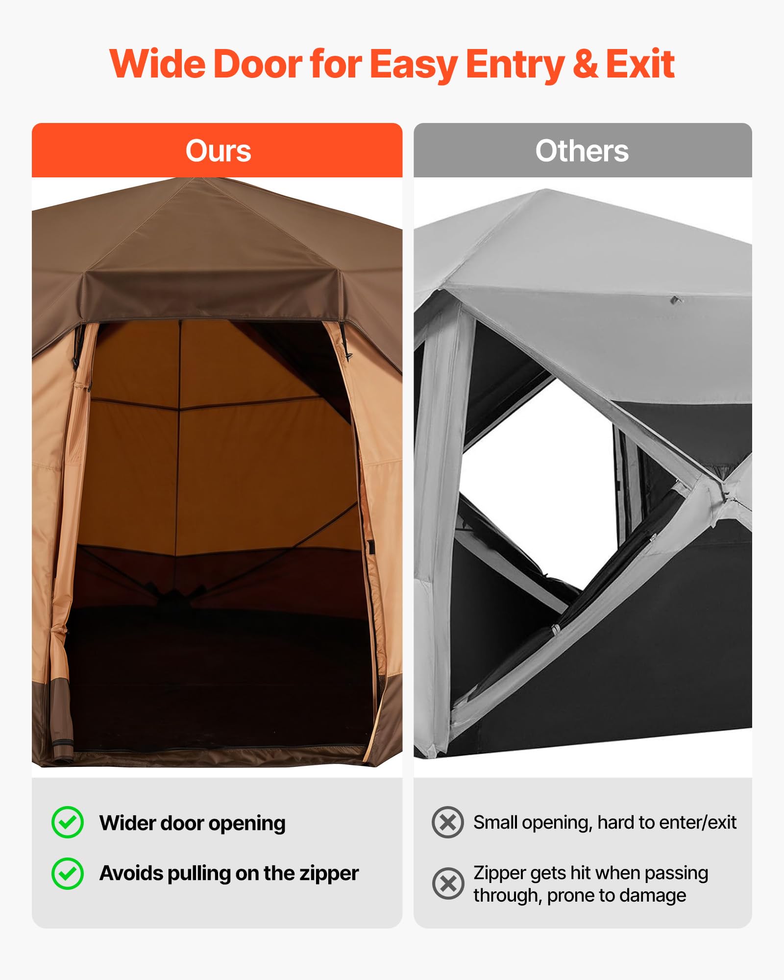 VEVOR Tenda da Campeggio per 6 Persone, Tenda a Cabina Istantanea Pop-up con Telo Antipioggia e Finestre in Rete, Portatile Impermeabile con Borsa Trasporto, per Campeggio Escursionismo in Famiglia