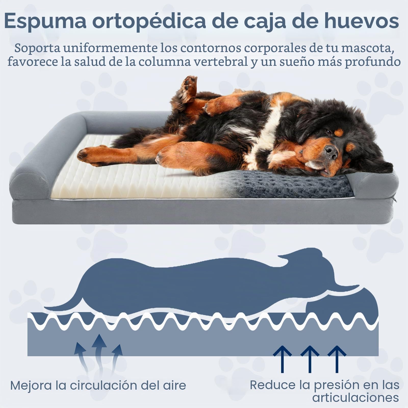 GYMAX Cama Perro Grande, Cama Ortopédica para Perro con Funda Extraíble y Lavable, Sofá para Perros (XXL-135 x 91 x 18 cm)