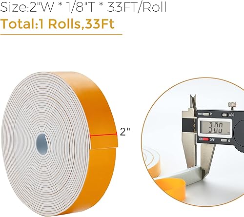 Vista 47 de Ravinte Tira de sellado de puerta de burlete de 3 "x 1/8" x 10FT - Blanco