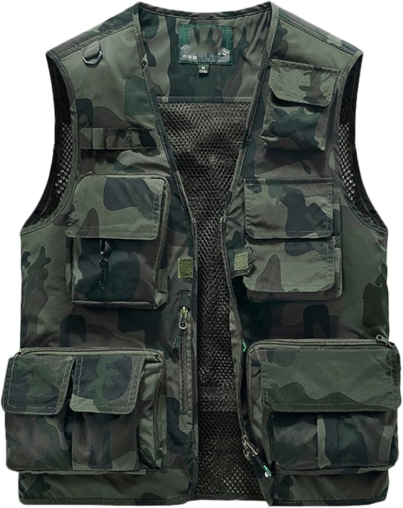 Andongnywell Men's Camo Military Hunting Fishing Vest with Pockets