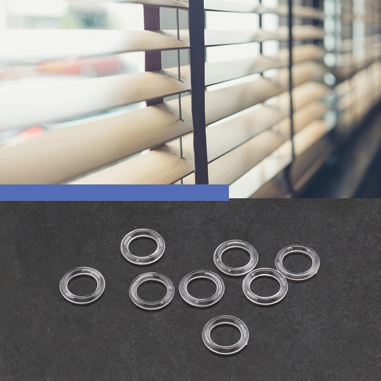 100Pcs Roman Blind Curtain Rings for Roman Shades 13mm Transparent