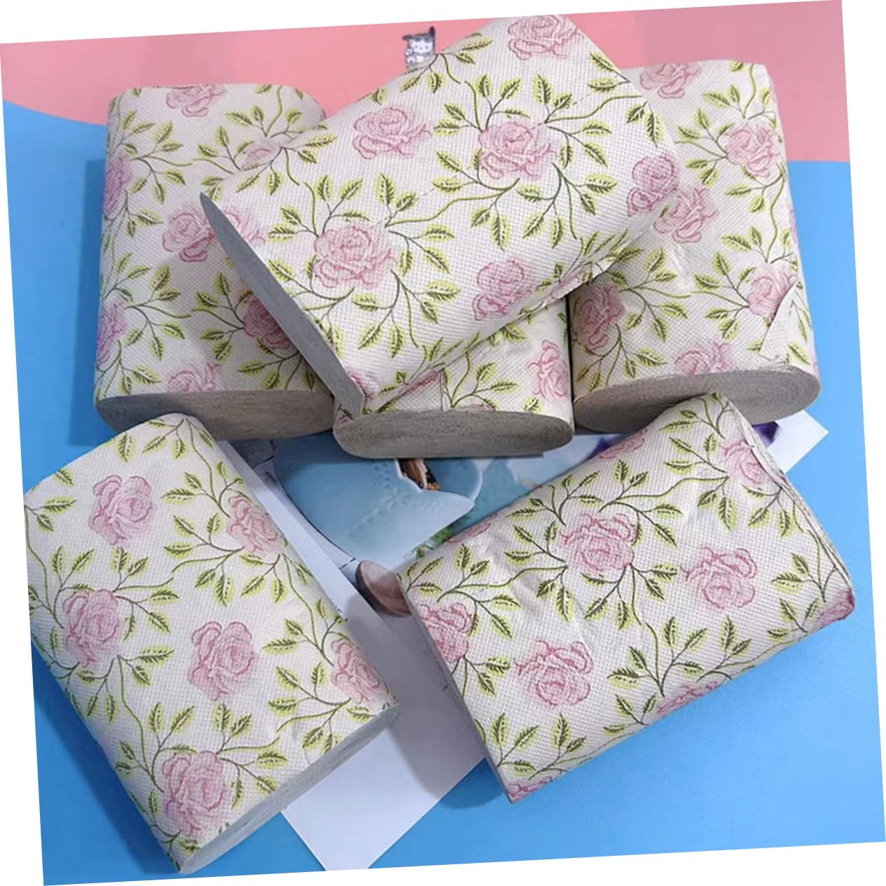 VALICLUD Carta Igienica in Polpa di Bamboo 10 Pezzi Morbida e Confortevole con Design Elegante a Rose per Uso Quotidiano e Ufficio