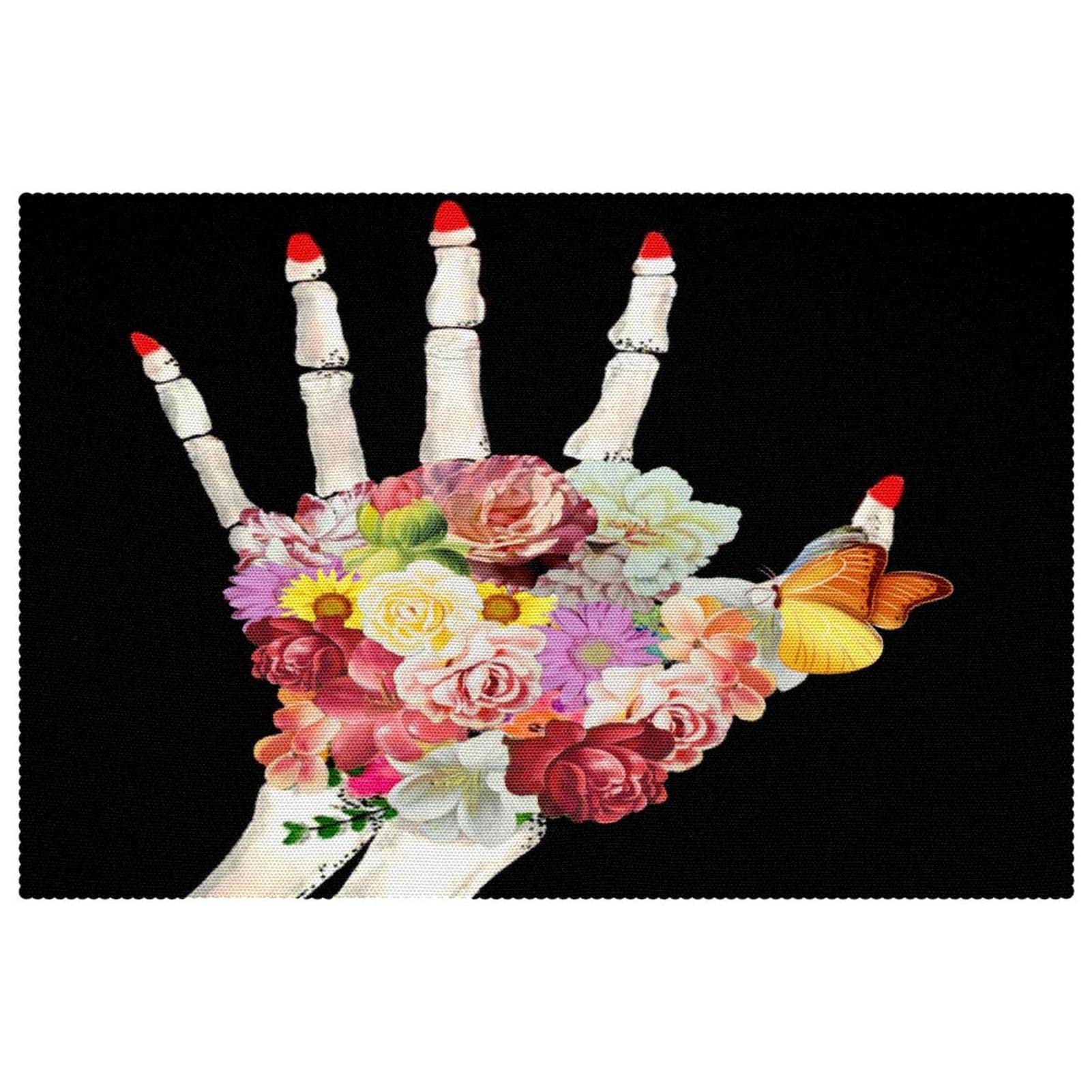 Set de table tissu Oxford motif squelette pour repas à thème