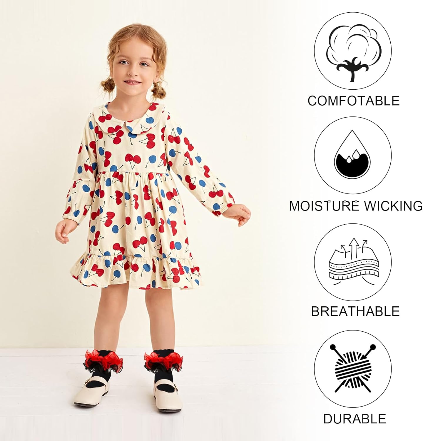 Girls Ruffle Socks Toddler Girl Lace Frilly Dress Socks Cute Church Pageant Sock with Big Ruffles for Baby Little Kid - Image 2